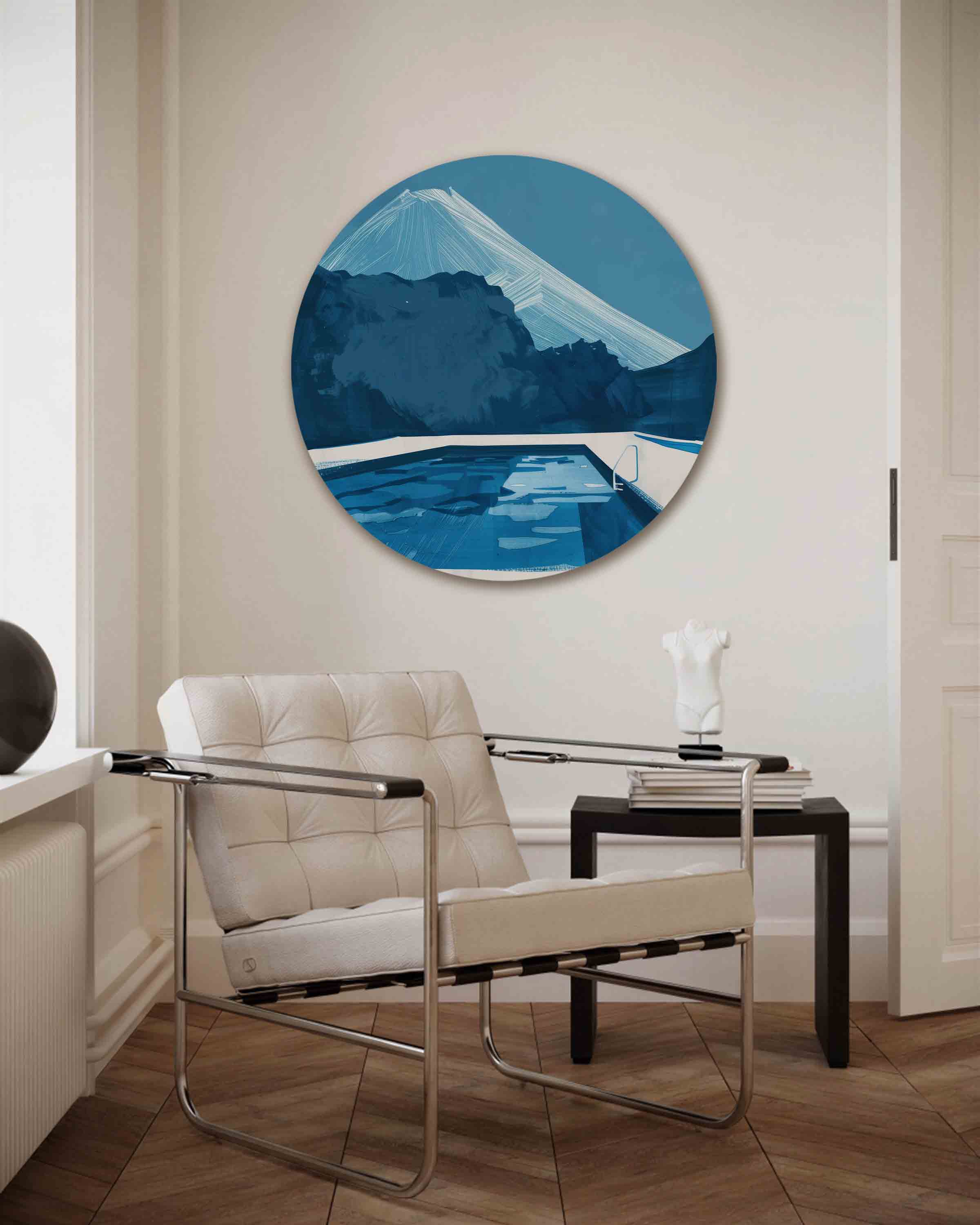 Berglandschap met zwembad Muurcirkel