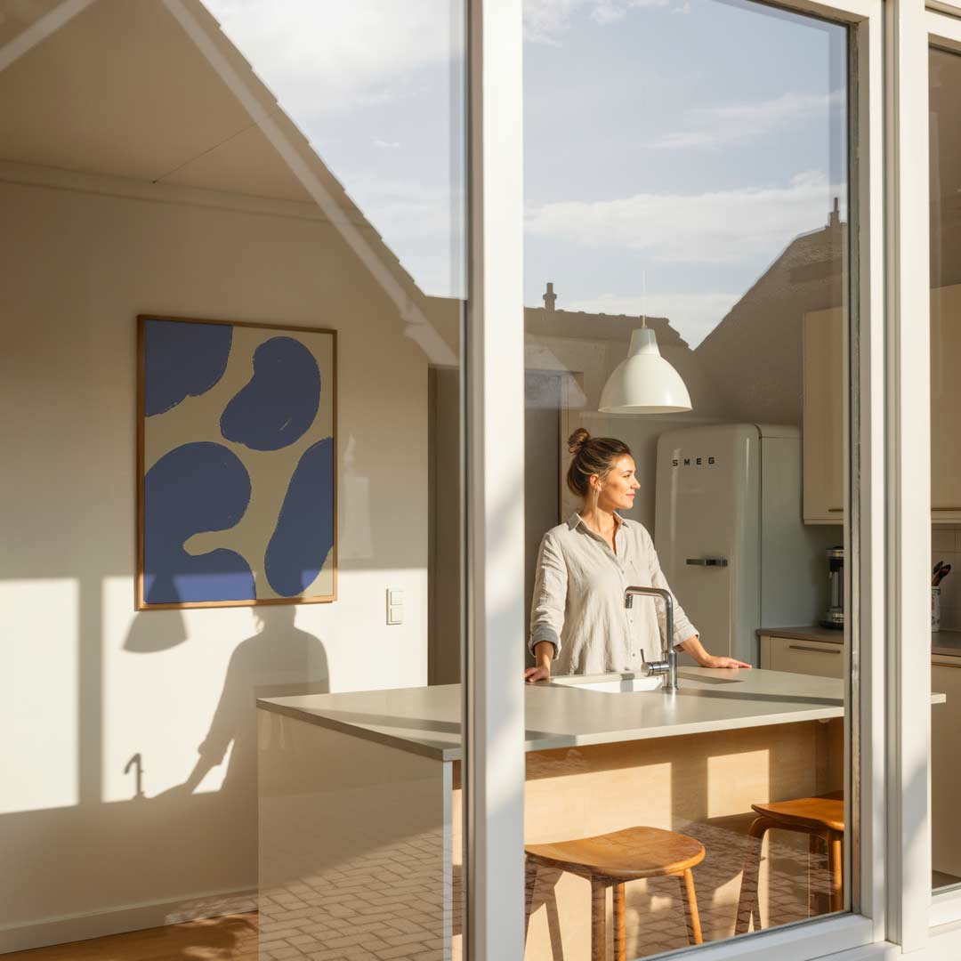 Abstracte Blauwe Vormen Poster-WallArtistic