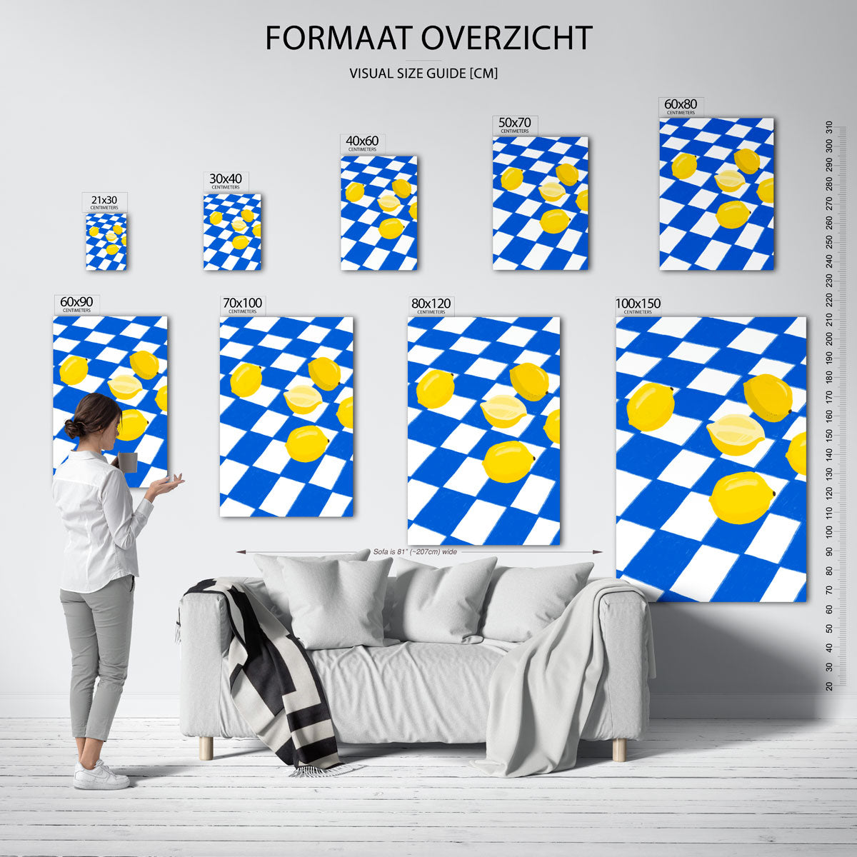 Citroenen op blauw wit Poster