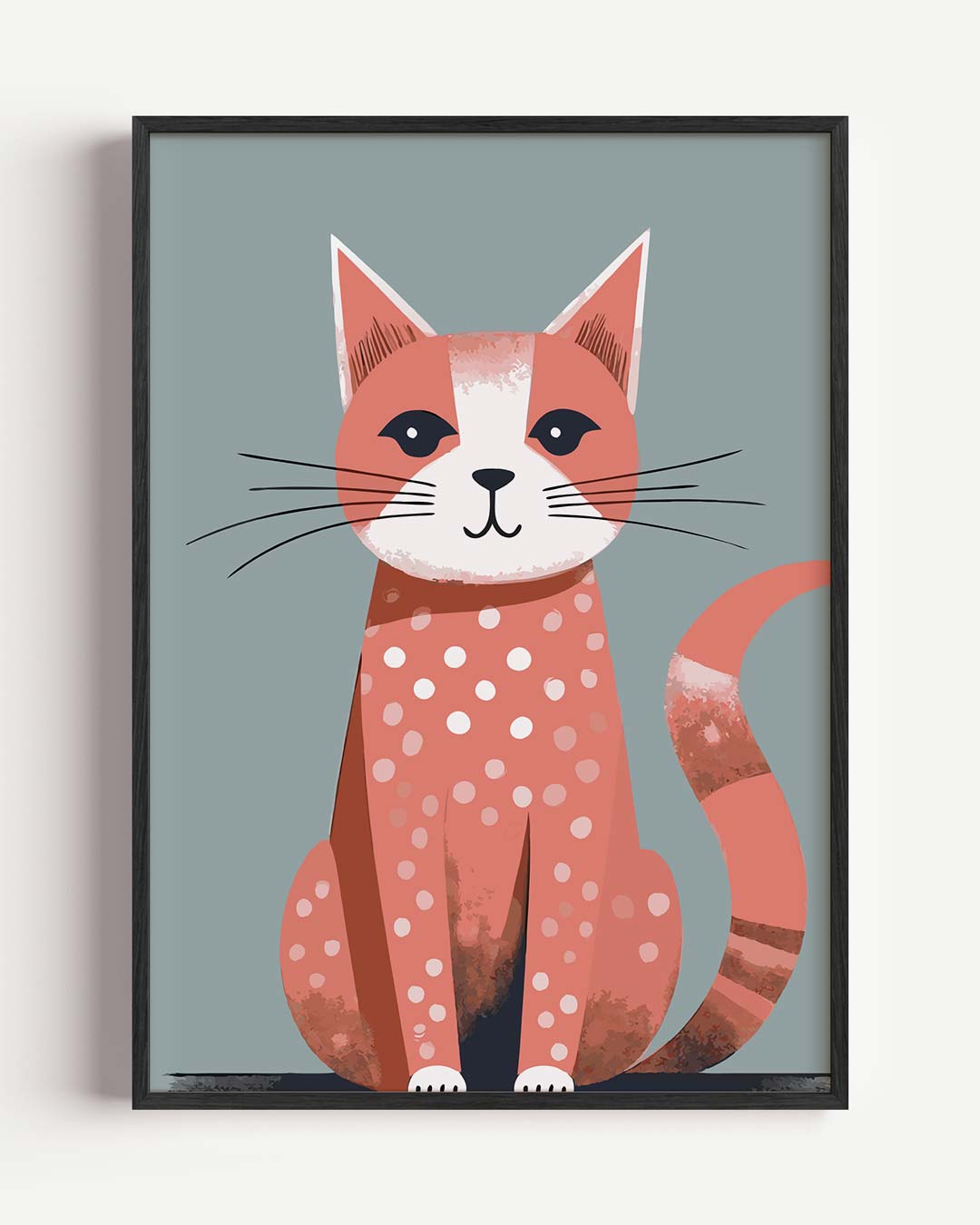 Stijlvolle Kattenposter met Polkadots Poster-WallArtistic