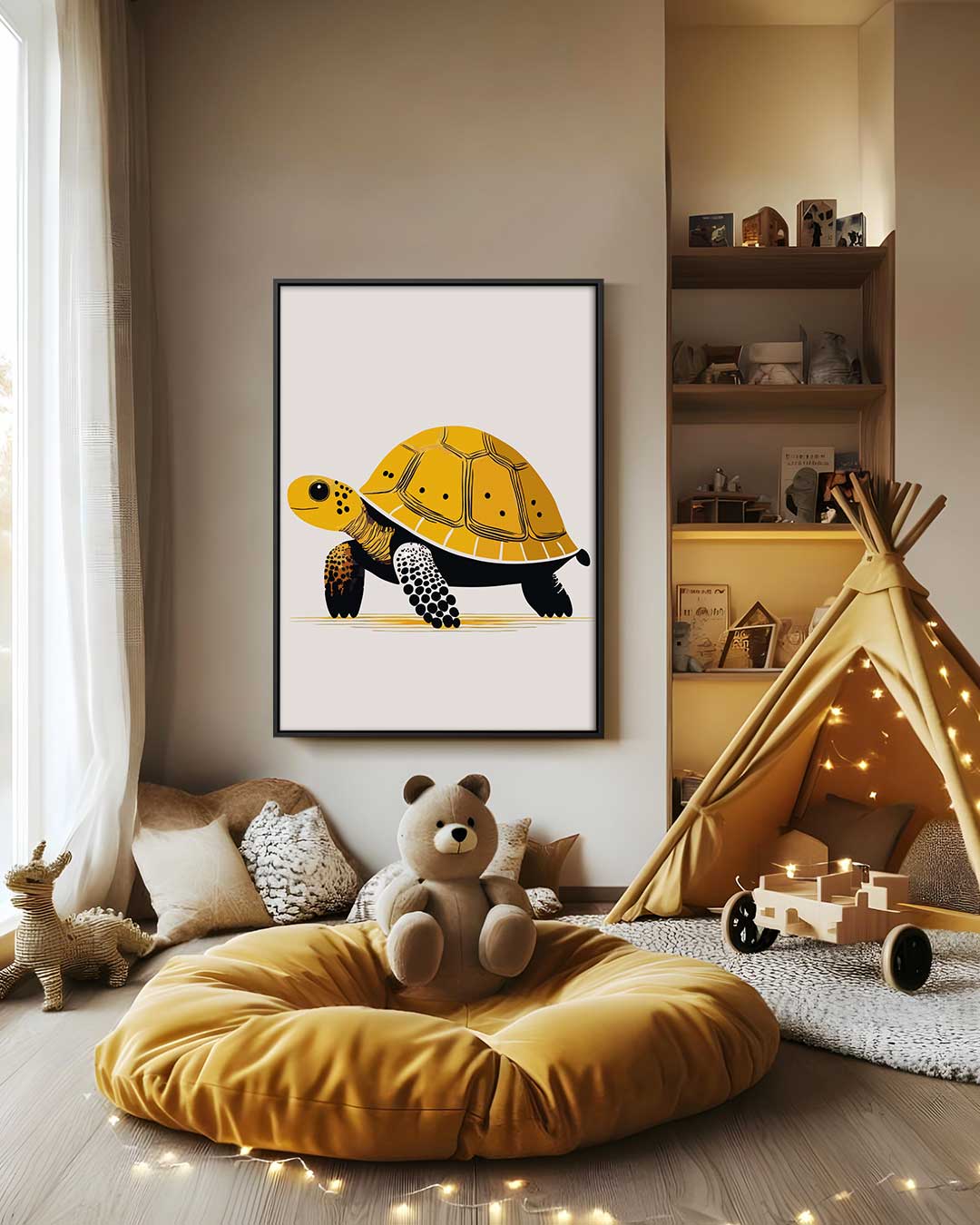Schattige Schildpad Illustratie Kunstwerk-canvas-dibond-plexiglas-wanddecoratie-WallArtistic