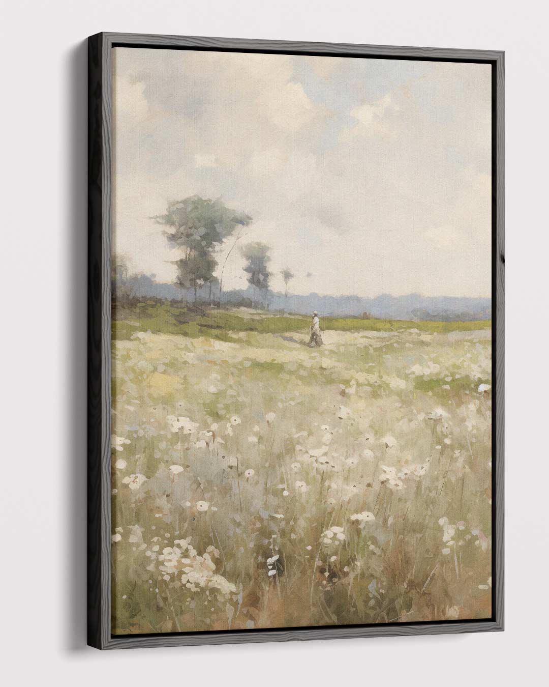 Lenteveld onder een Lucht van Wolken Kunstwerk-canvas-dibond-plexiglas-wanddecoratie-WallArtistic
