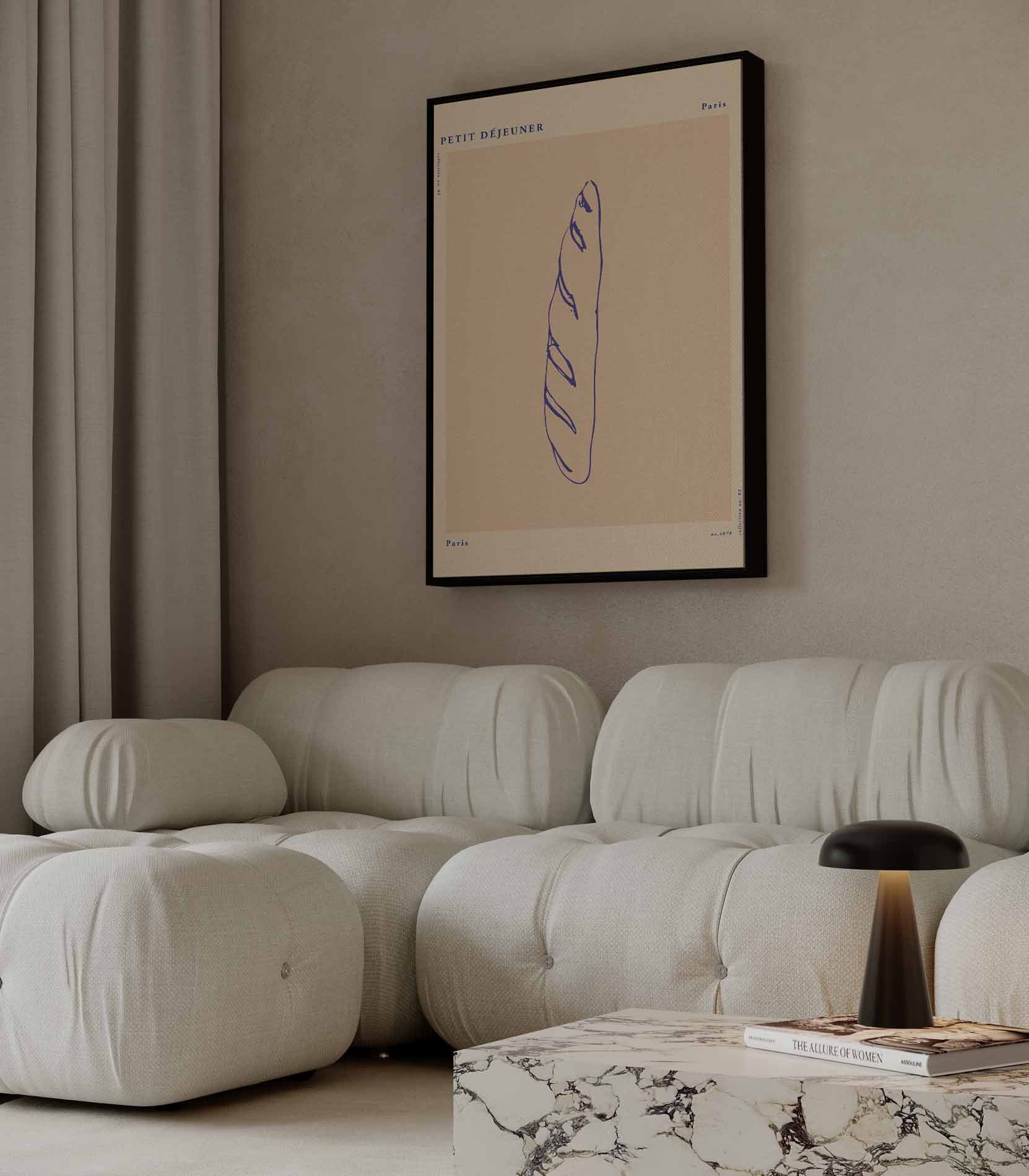 Minimalistische Baguette Illustratie Kunstwerk-canvas-dibond-plexiglas-wanddecoratie-WallArtistic