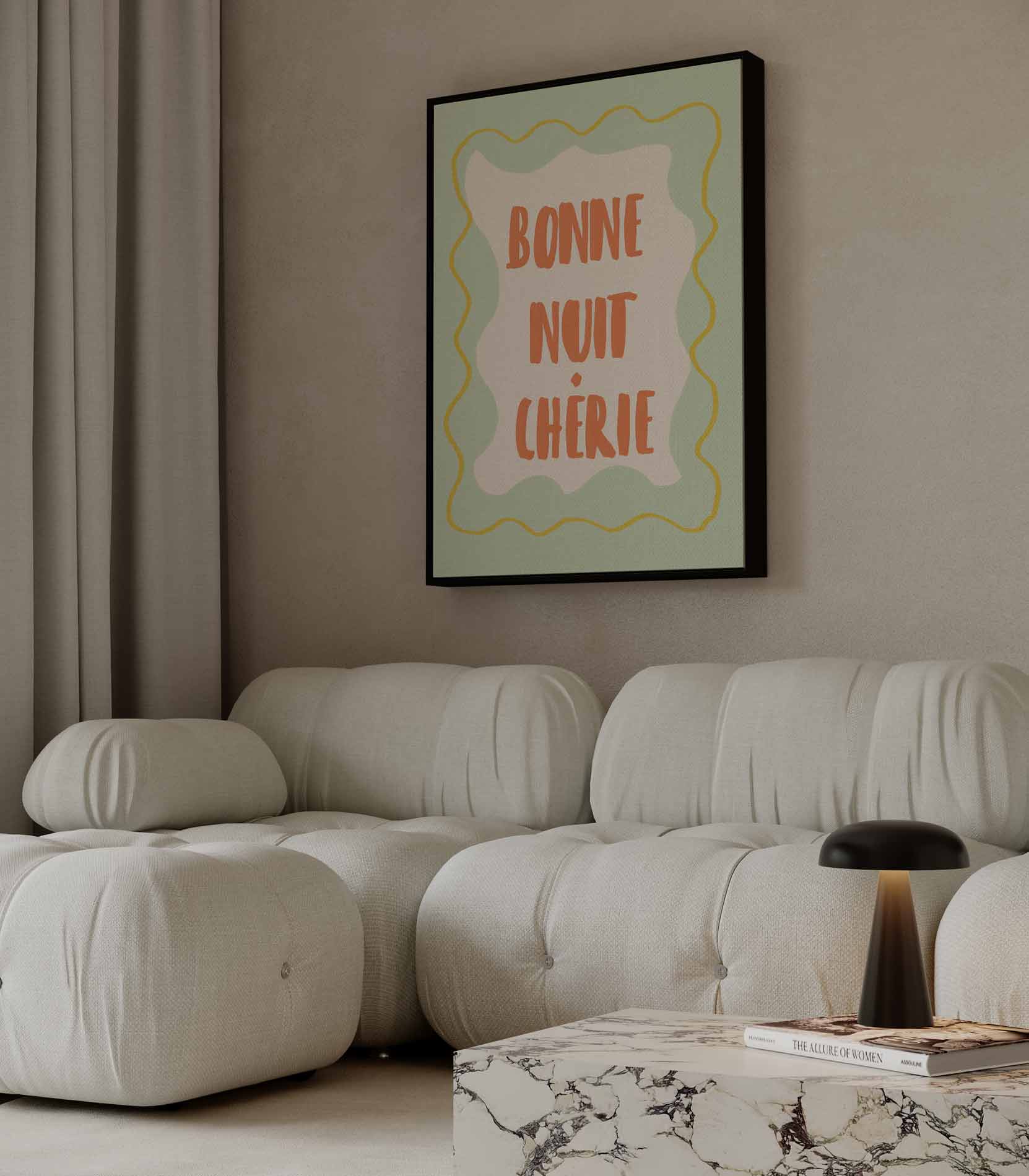 Bonne Nuit Chérie Kunstwerk-canvas-dibond-plexiglas-wanddecoratie-WallArtistic