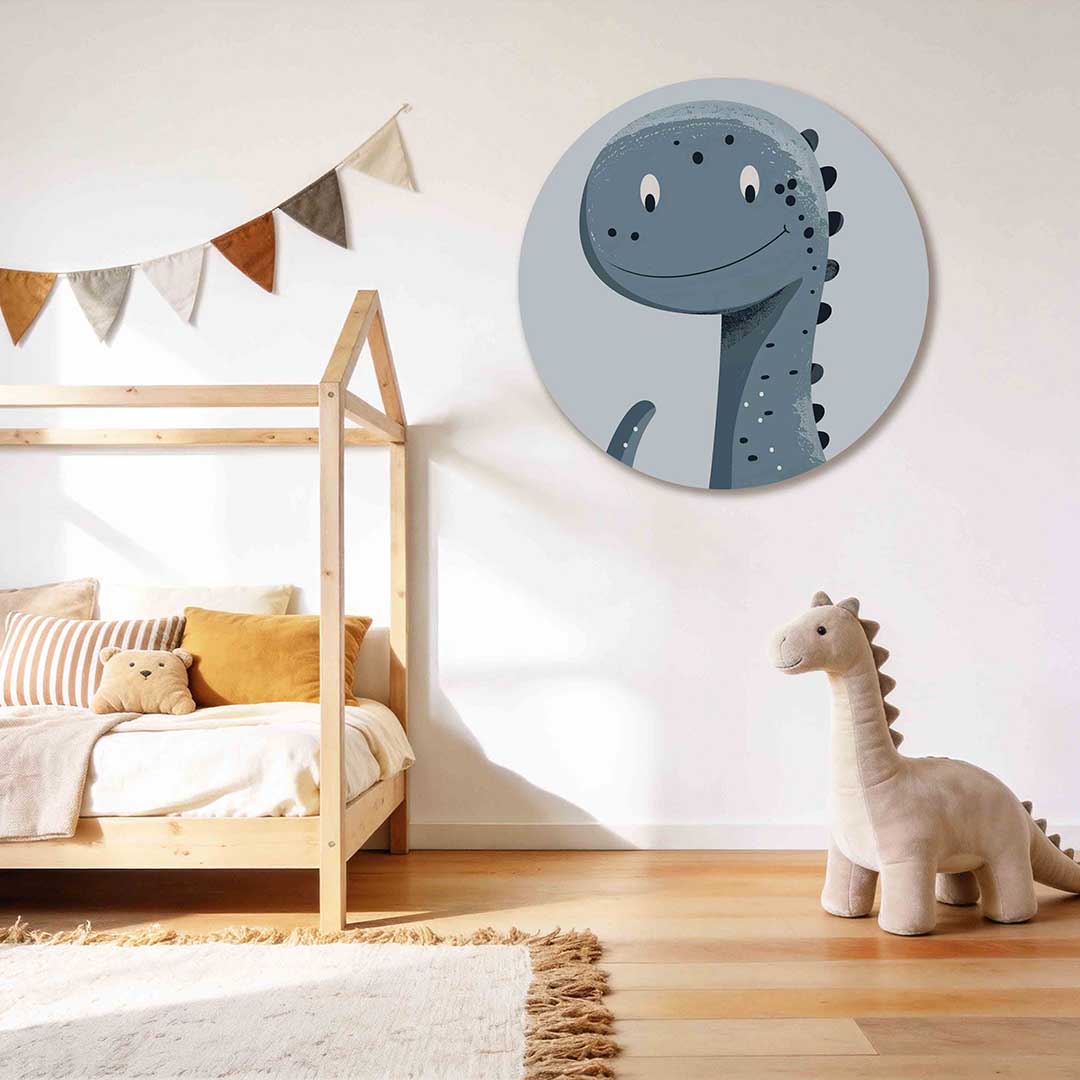 Blauwe dinosaurus Muurcirkel