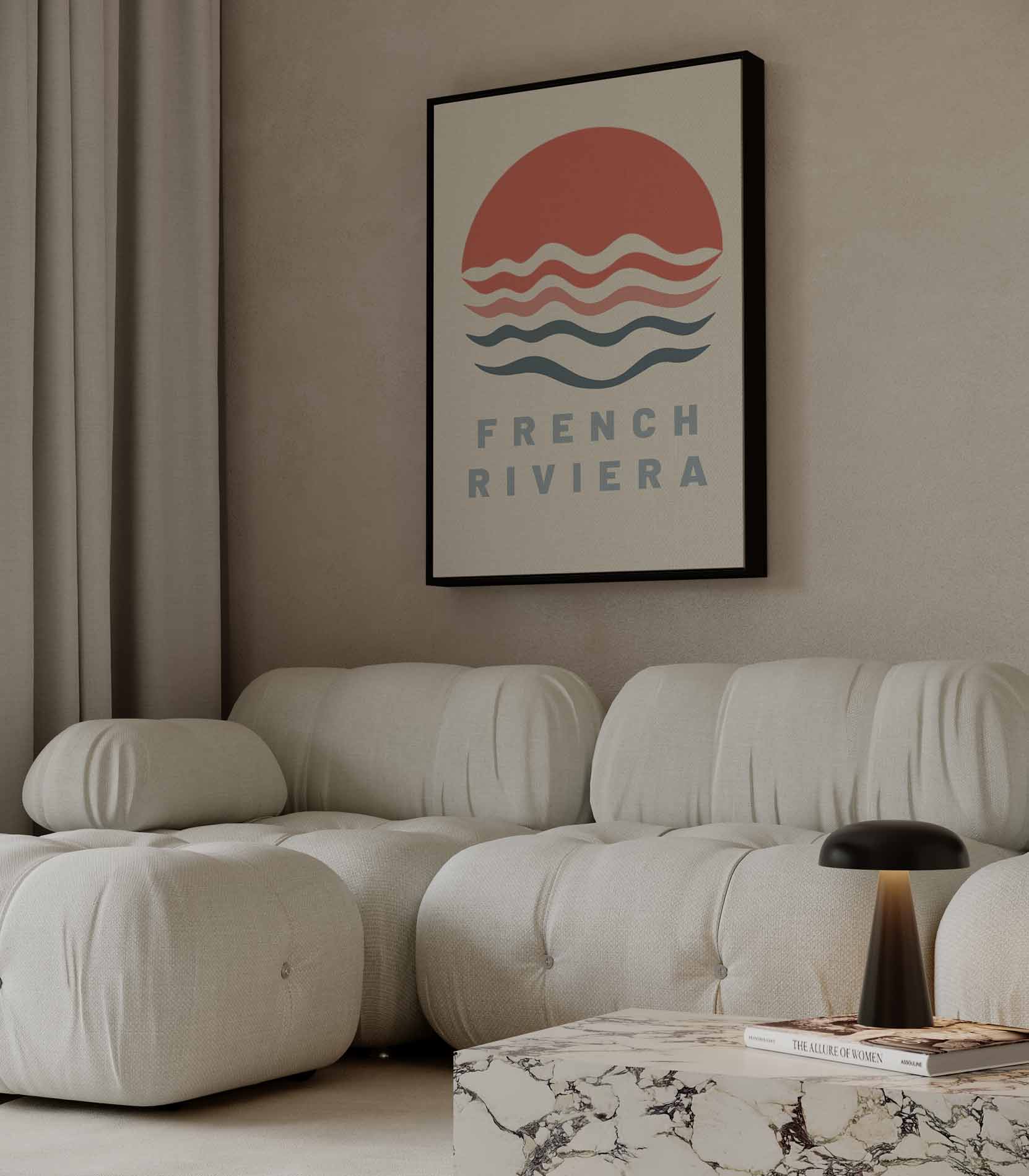 Zonsondergang aan de Franse Rivièra Kunstwerk-canvas-dibond-plexiglas-wanddecoratie-WallArtistic