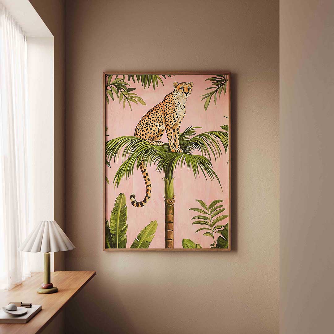 Luipaard op palm Poster