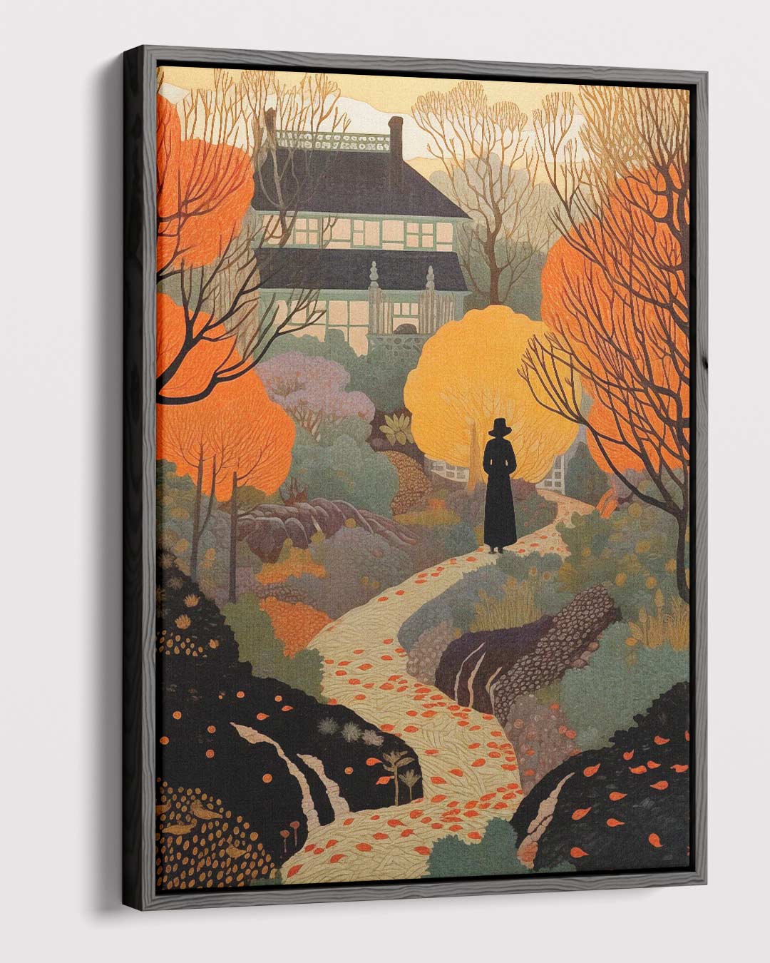 Herfstlandschap met Villa Kunstwerk-canvas-dibond-plexiglas-wanddecoratie-WallArtistic