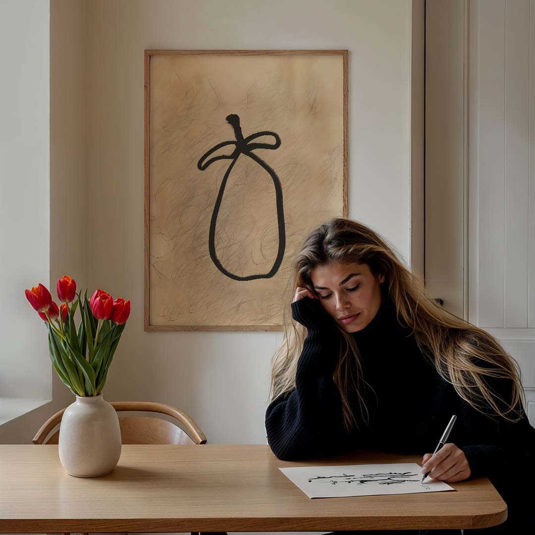 Abstracte Vormen op Beige Achtergrond Poster-WallArtistic