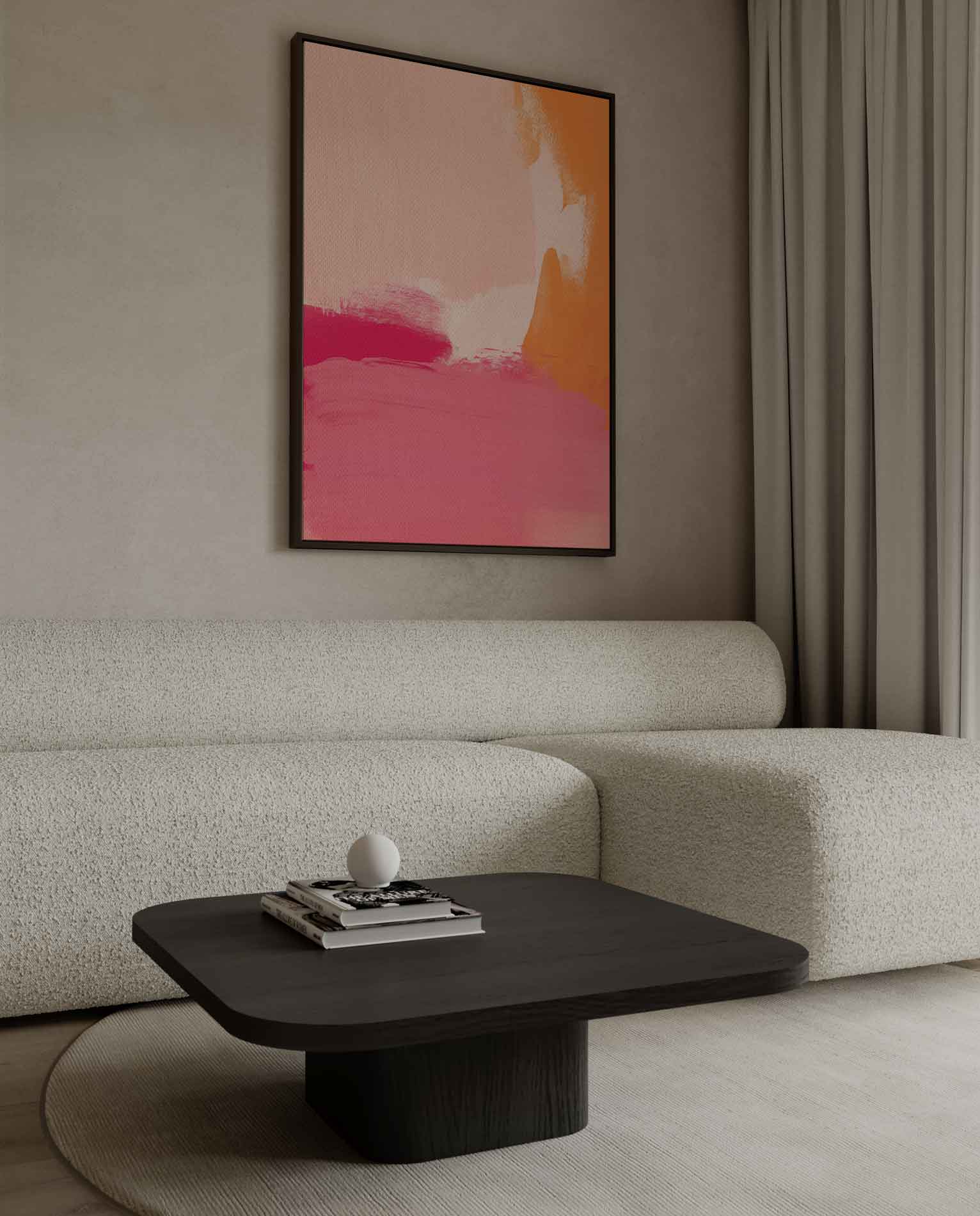 Kleurenexplosie in Zacht Oranje en Roze Kunstwerk-canvas-dibond-plexiglas-wanddecoratie-WallArtistic