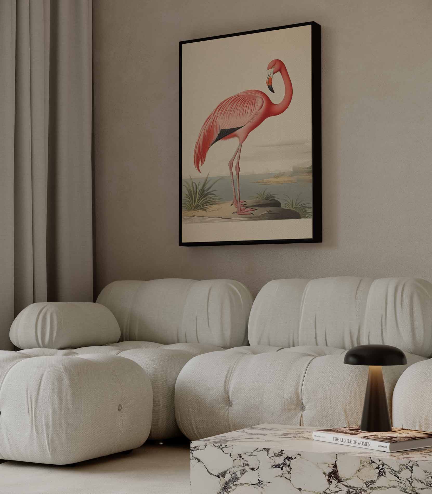 Elegante Flamingo Print Kunstwerk-canvas-dibond-plexiglas-wanddecoratie-WallArtistic