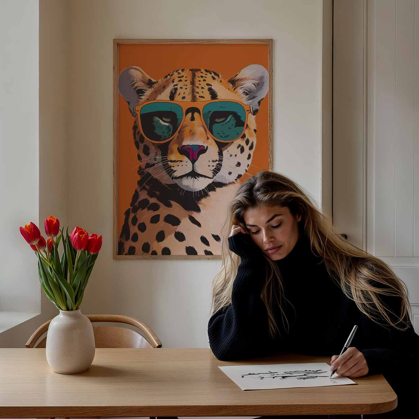 Hippe Cheetah Met Zonnebril Poster