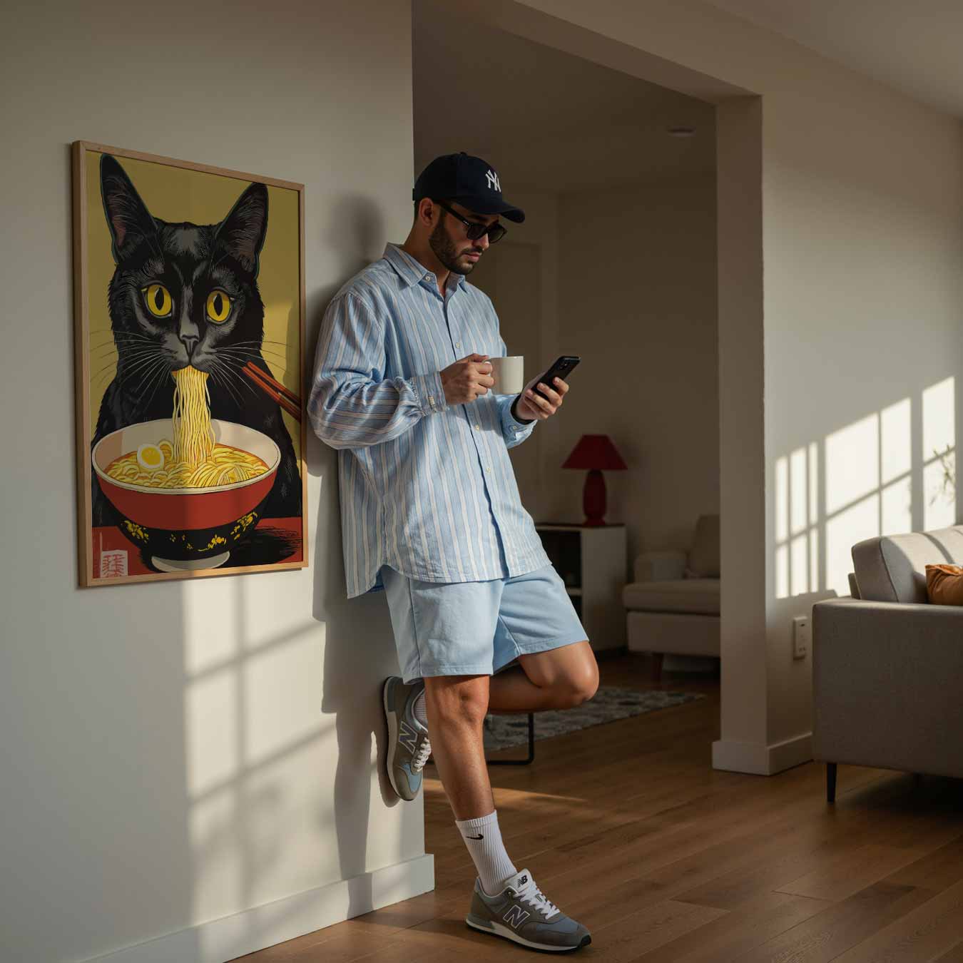 Kat met Ramen Poster-WallArtistic