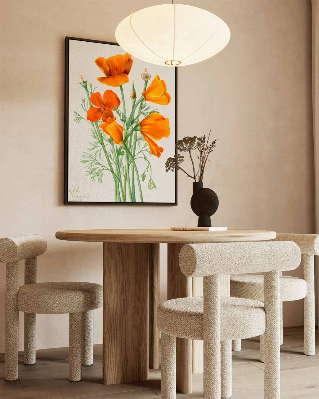 California Klaproos Illustratie Kunstwerk-canvas-dibond-plexiglas-wanddecoratie-WallArtistic