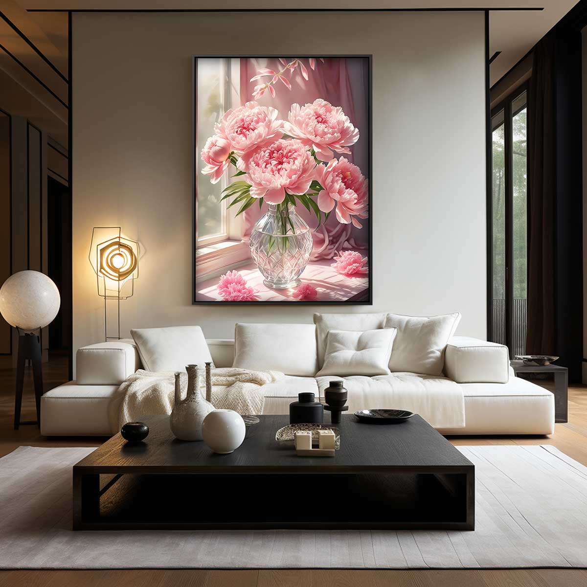 Bloemenpracht in het Raamlicht Kunstwerk-canvas-dibond-plexiglas-wanddecoratie-WallArtistic