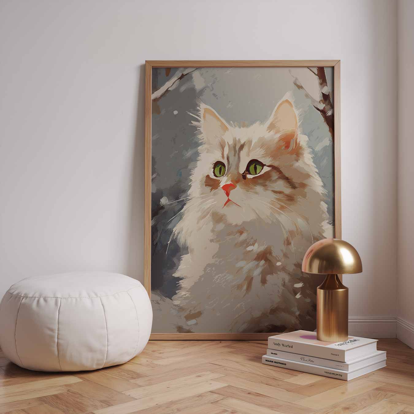 Winterse Kat Kunstposter-WallArtistic