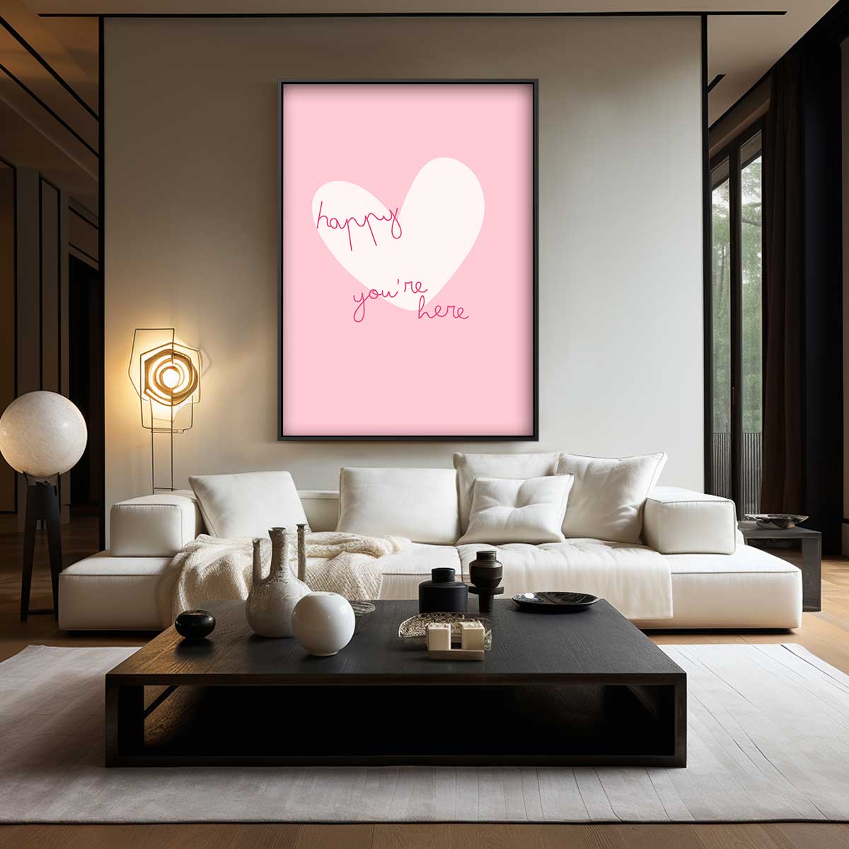 Welkomsthart in Roze Kunstwerk-canvas-dibond-plexiglas-wanddecoratie-WallArtistic
