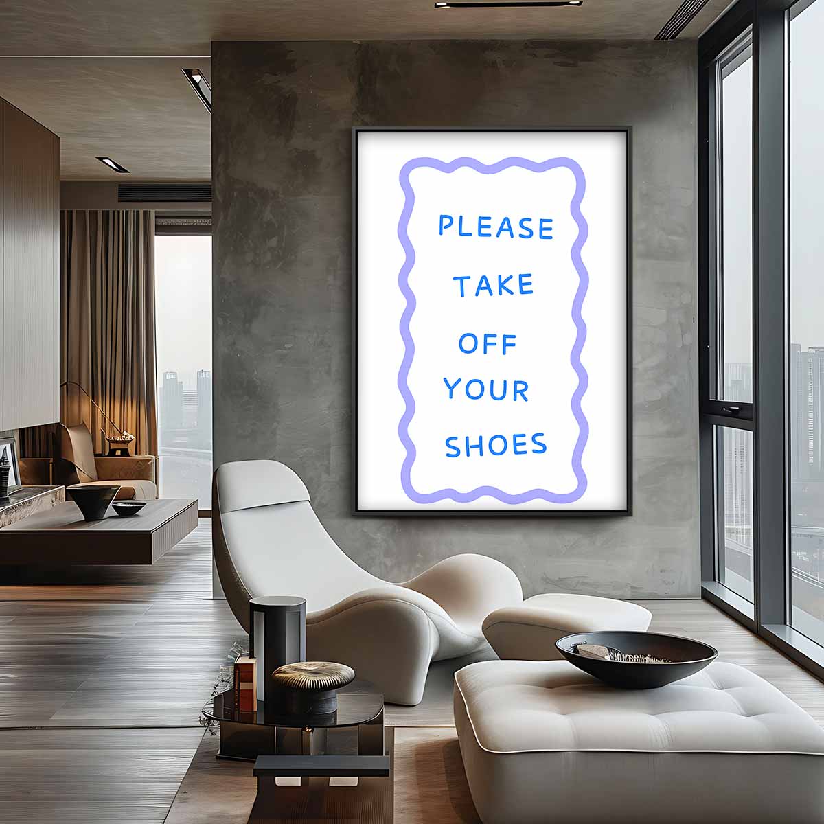 Welkomstbord "Schoenen Uit Kunstwerk-canvas-dibond-plexiglas-wanddecoratie-WallArtistic