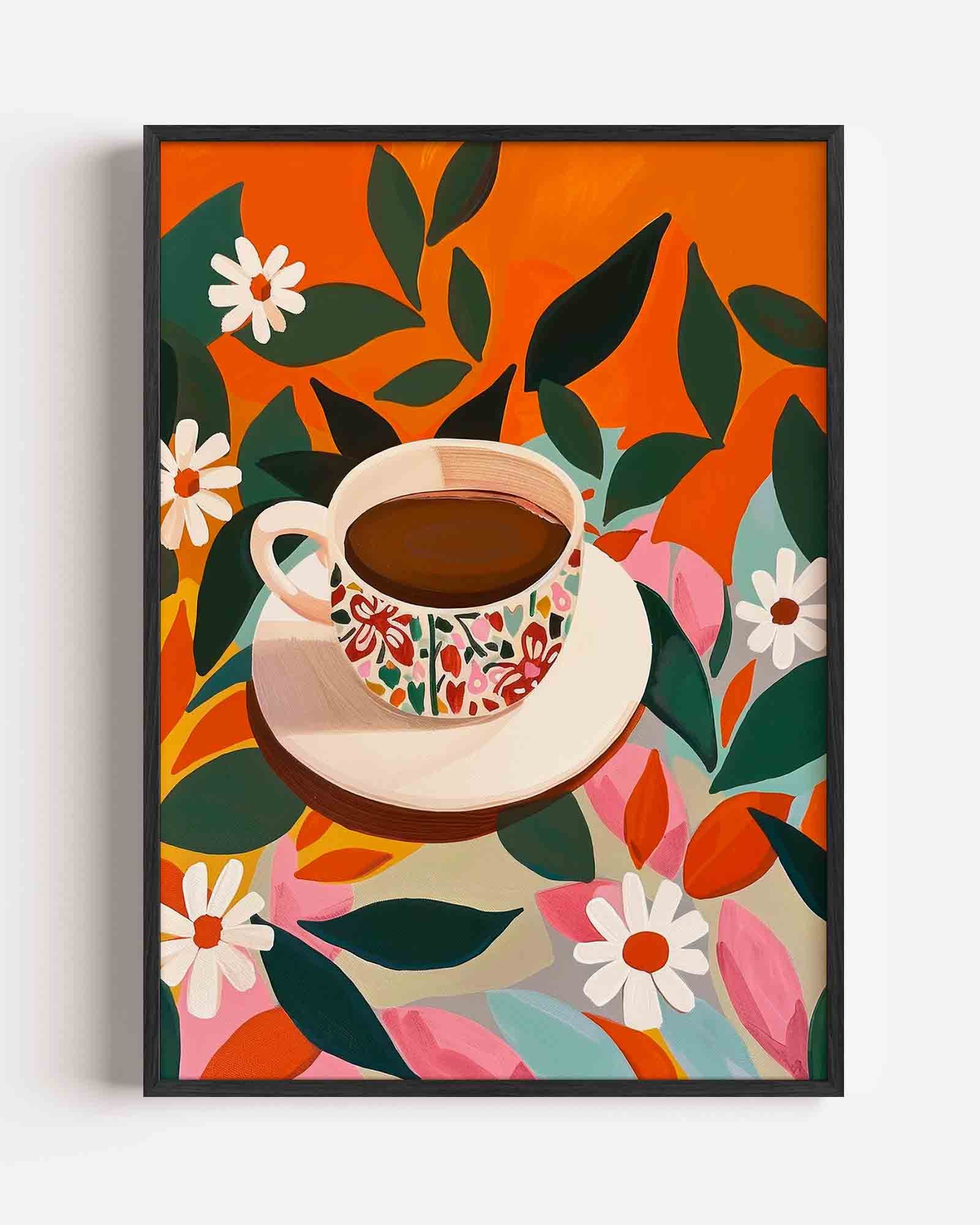 Bloemen en kopje Poster