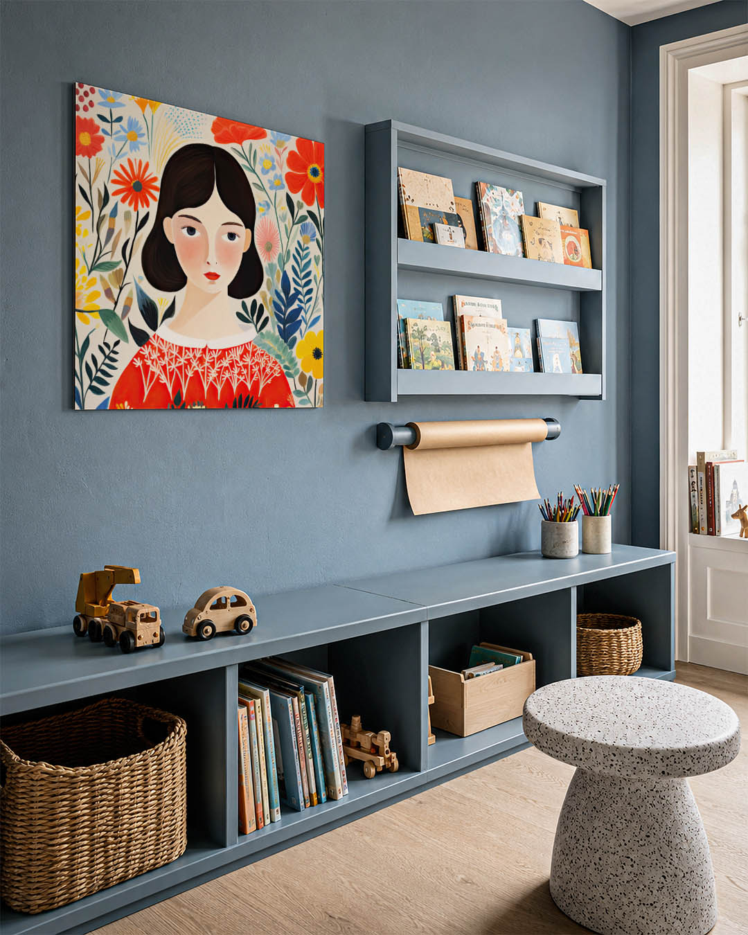 Vrouwelijk bloemenportret Kunstwerk
