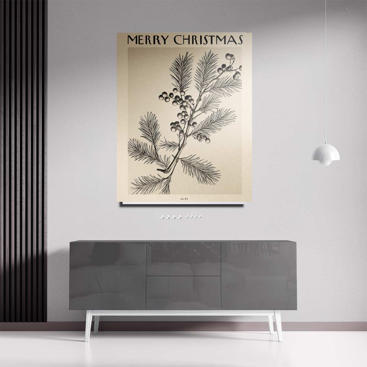 Vintage Kersttak Illustratie Kunstwerk-canvas-dibond-plexiglas-wanddecoratie-WallArtistic