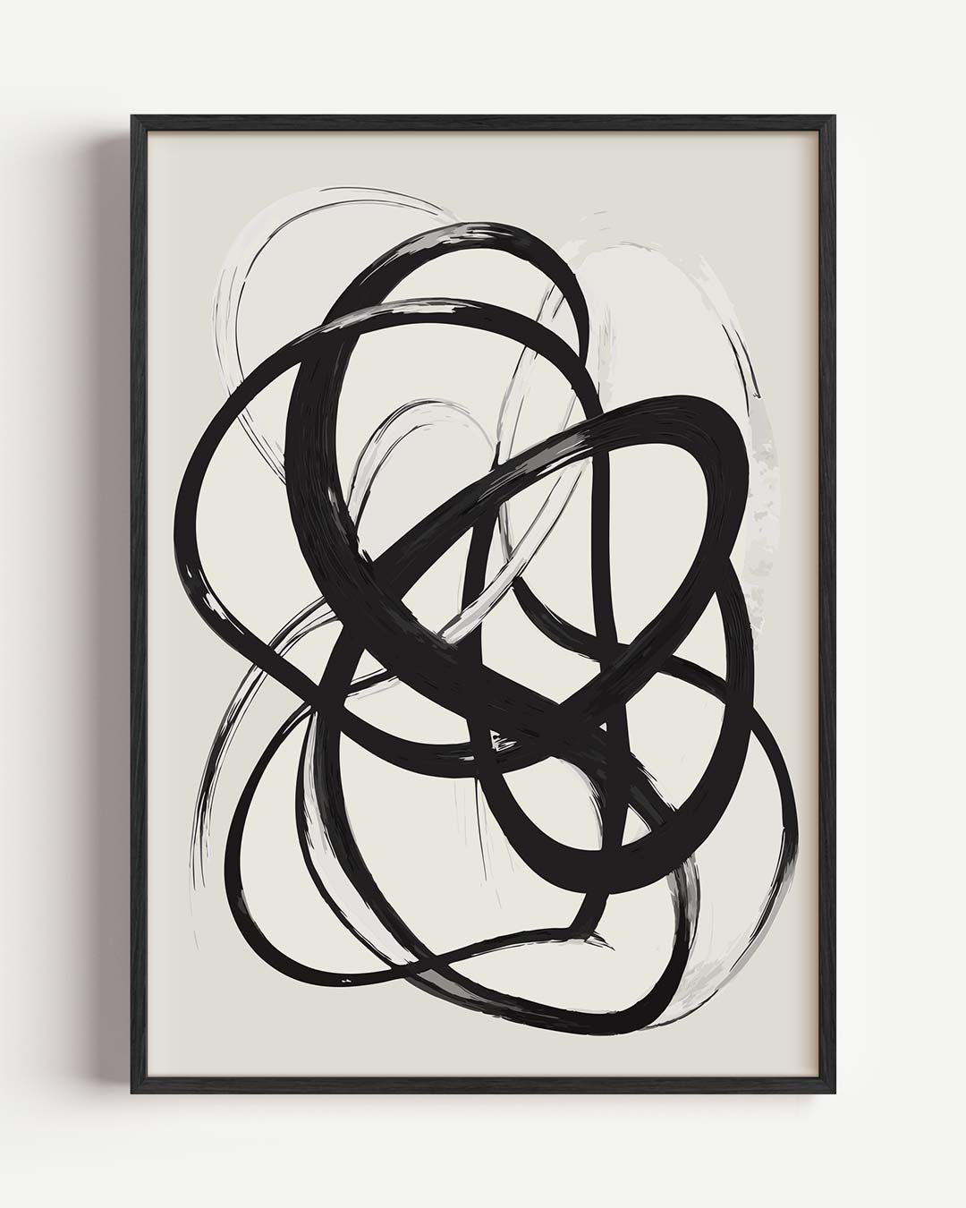 Abstracte Zwart-Witte Kringellijnen Poster-WallArtistic