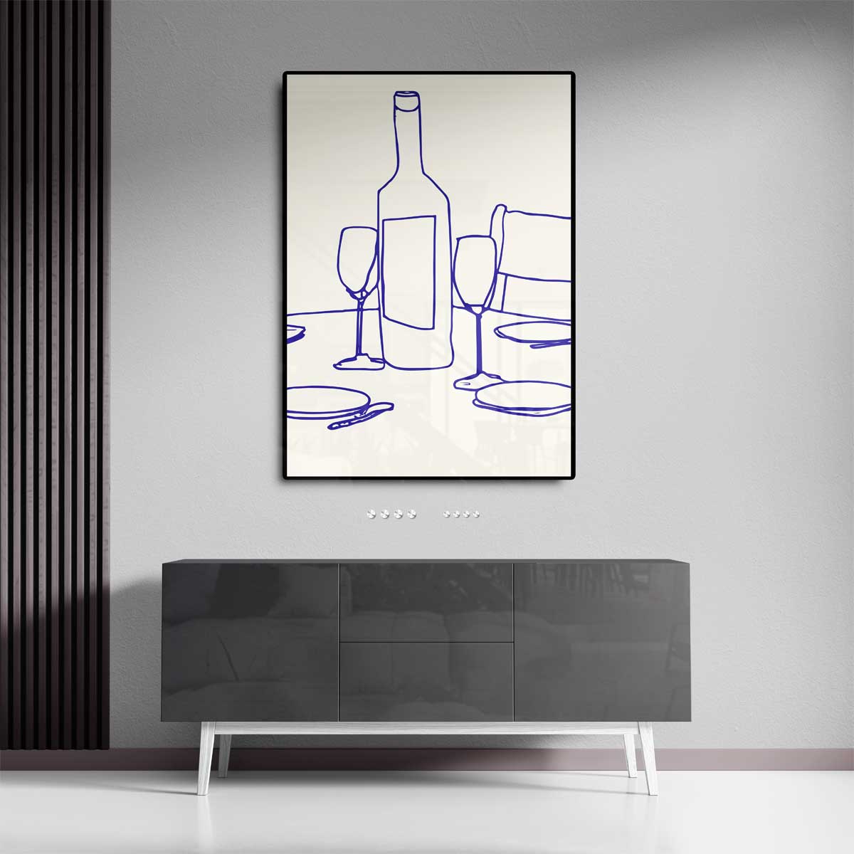 Stijlvolle Tafelscène Illustratie Kunstwerk-canvas-dibond-plexiglas-wanddecoratie-WallArtistic