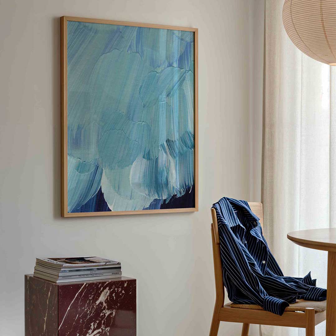 Blauwe penseelstreken Poster