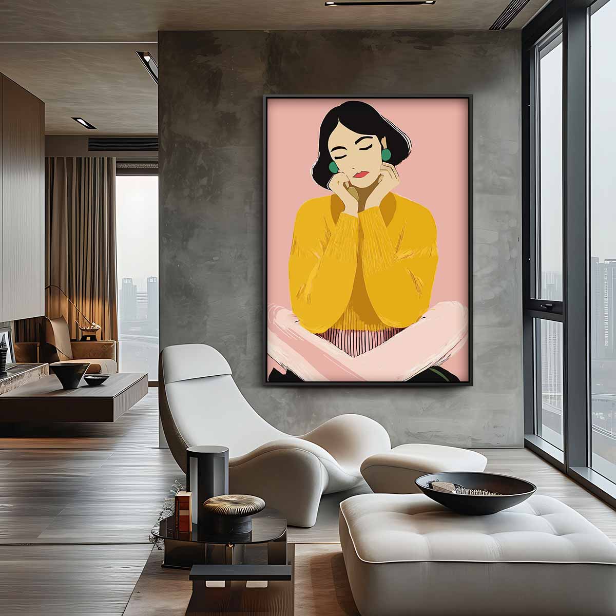 Dromer in Oker Kunstwerk-canvas-dibond-plexiglas-wanddecoratie-WallArtistic