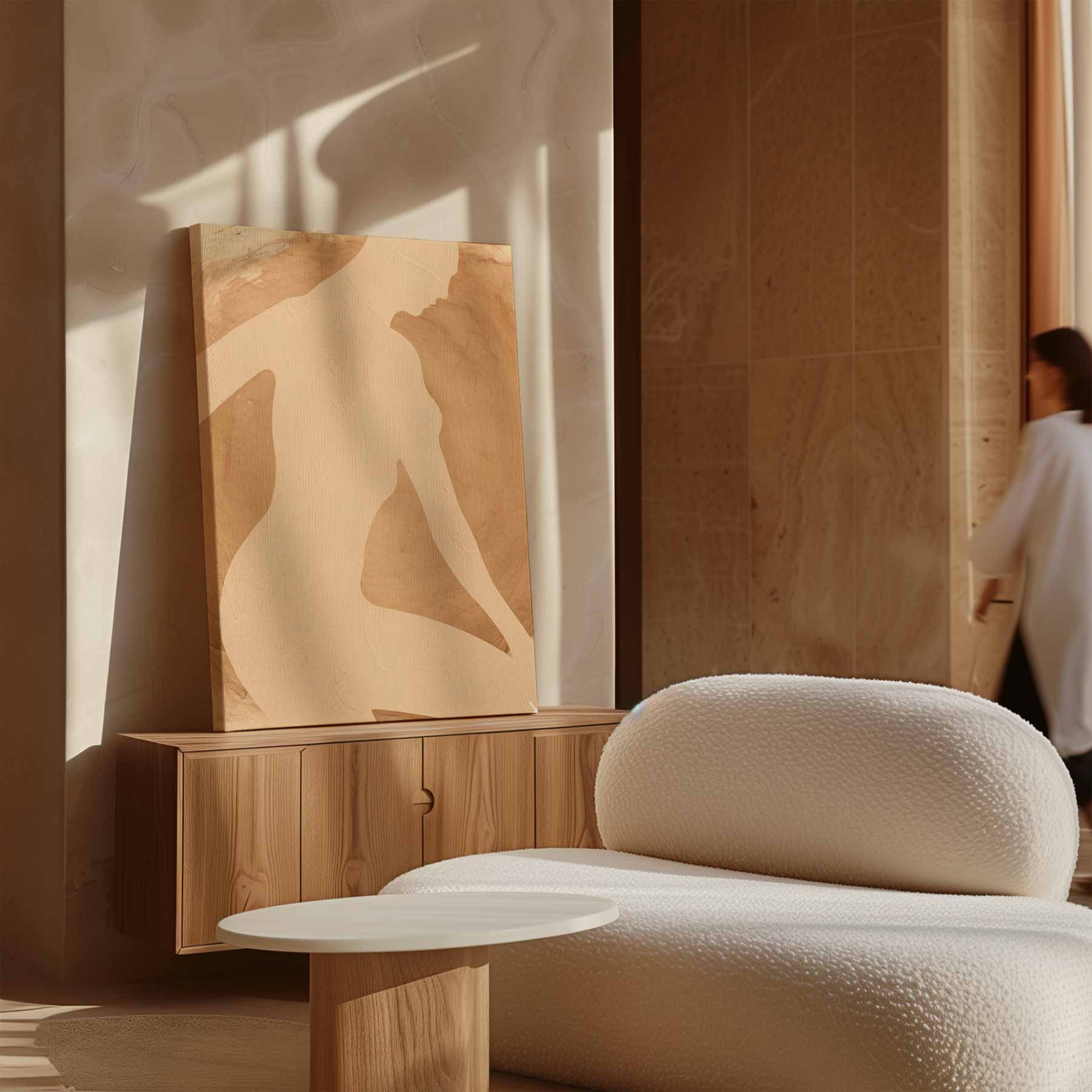 Elegante Silhouet in Neutrale Tinten Kunstwerk-canvas-dibond-plexiglas-wanddecoratie-WallArtistic
