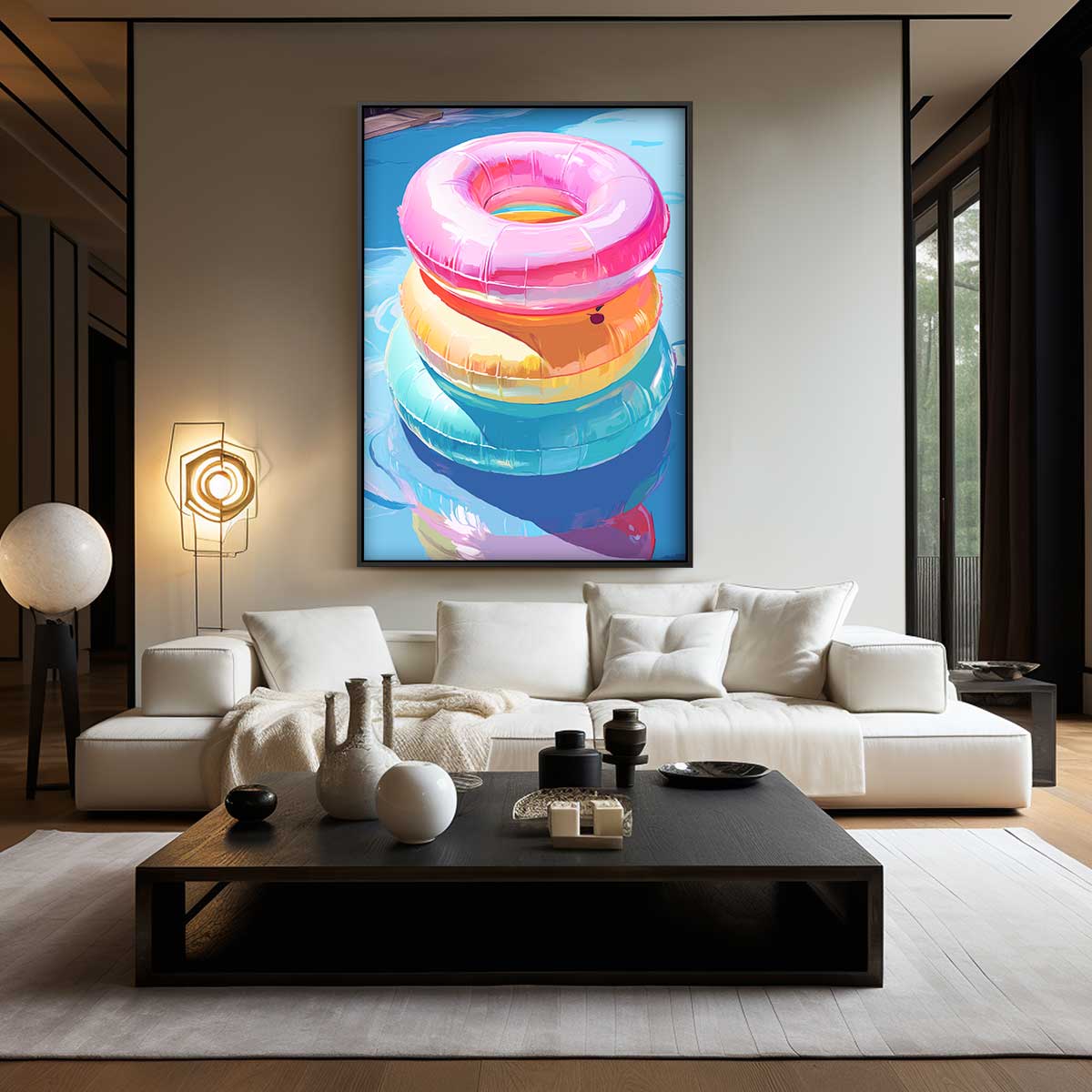 Zomerse Zwemband Stapel Kunstwerk-canvas-dibond-plexiglas-wanddecoratie-WallArtistic