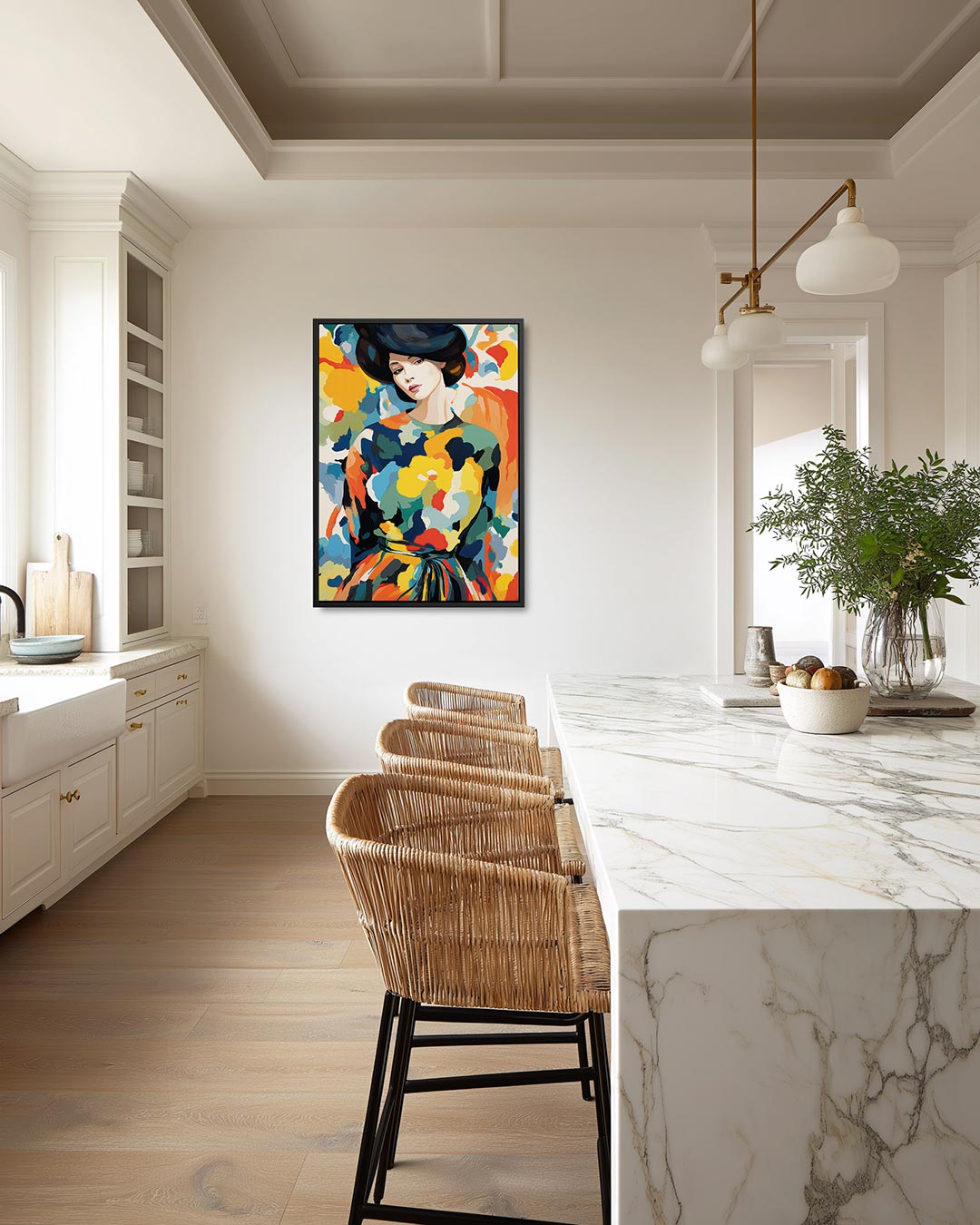 Vrouwelijk portret kleurenexplosie Kunstwerk