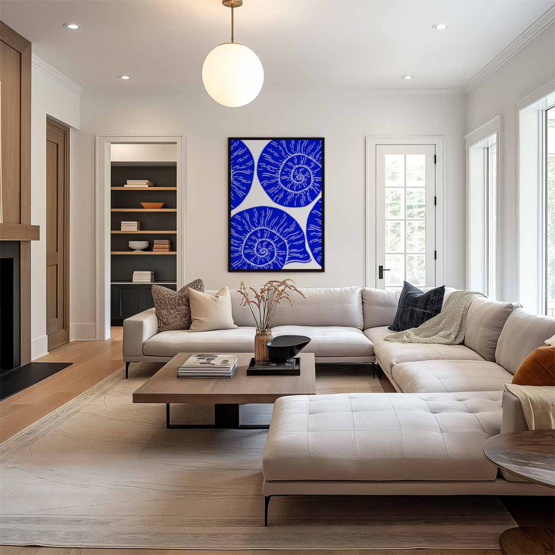 Blauwe Spiralen Kunstwerk-canvas-dibond-plexiglas-wanddecoratie-WallArtistic