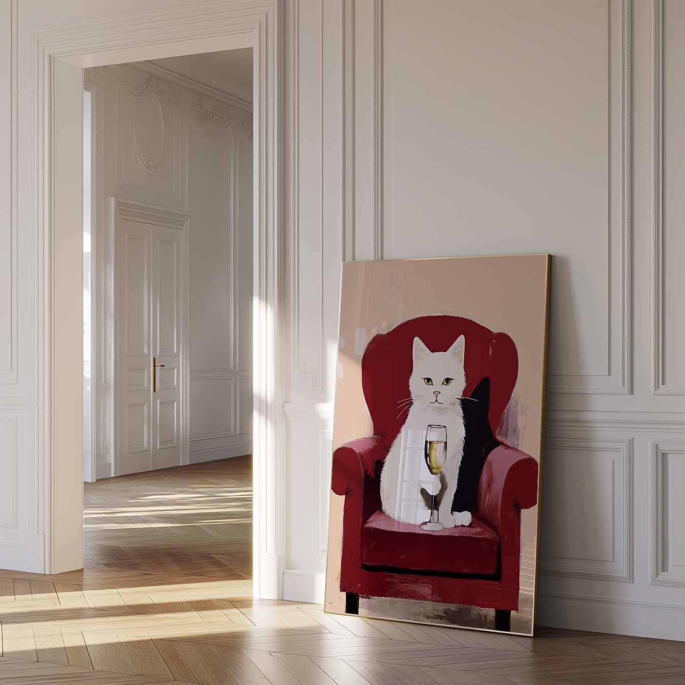 Relaxte Kat met Champagne Poster