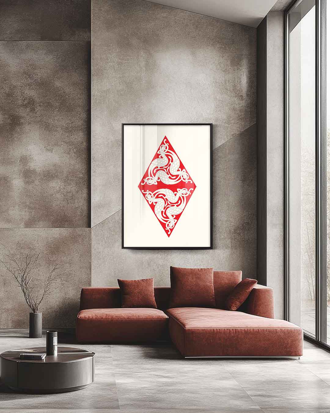 Viking Draak Motief Kunstwerk-canvas-dibond-plexiglas-wanddecoratie-WallArtistic