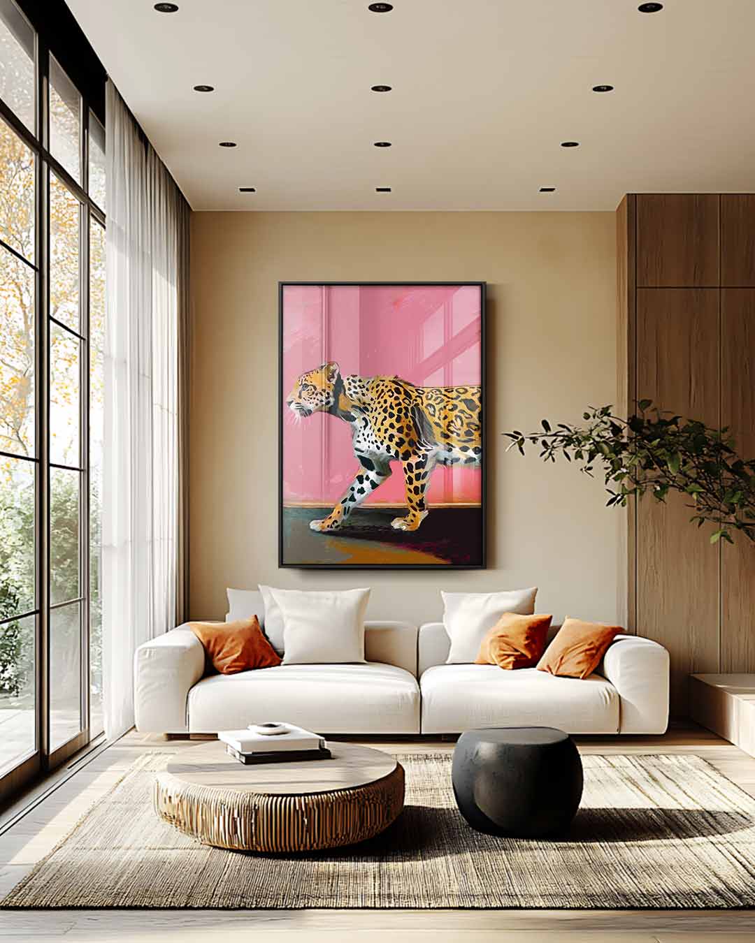 Wandeling van een Luipaard Kunstwerk-canvas-dibond-plexiglas-wanddecoratie-WallArtistic
