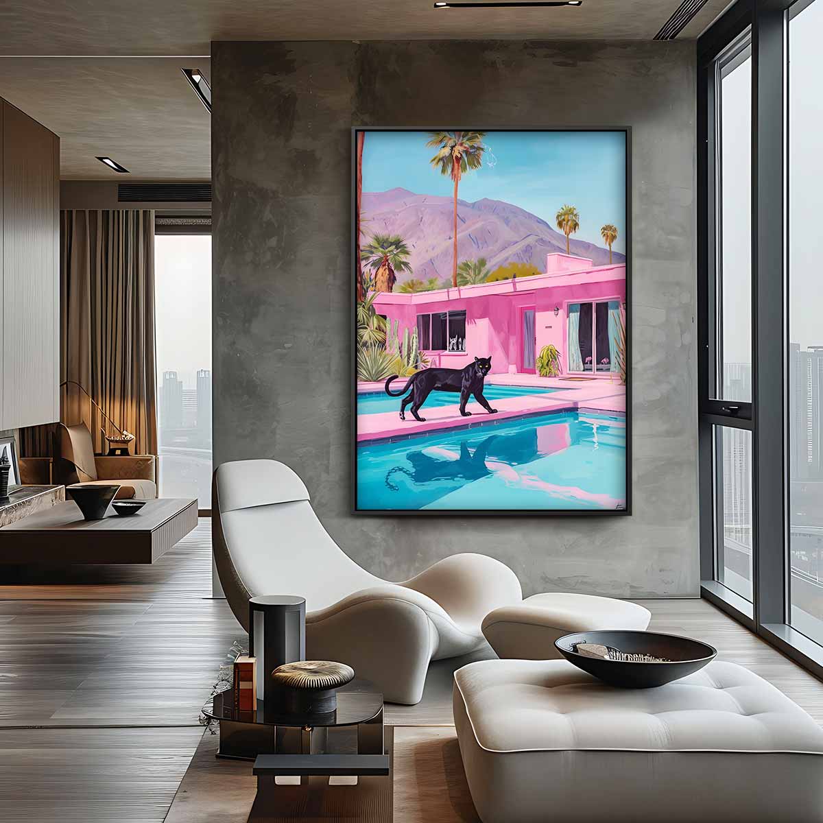 Zonnige Droom met Panter Kunstwerk-canvas-dibond-plexiglas-wanddecoratie-WallArtistic