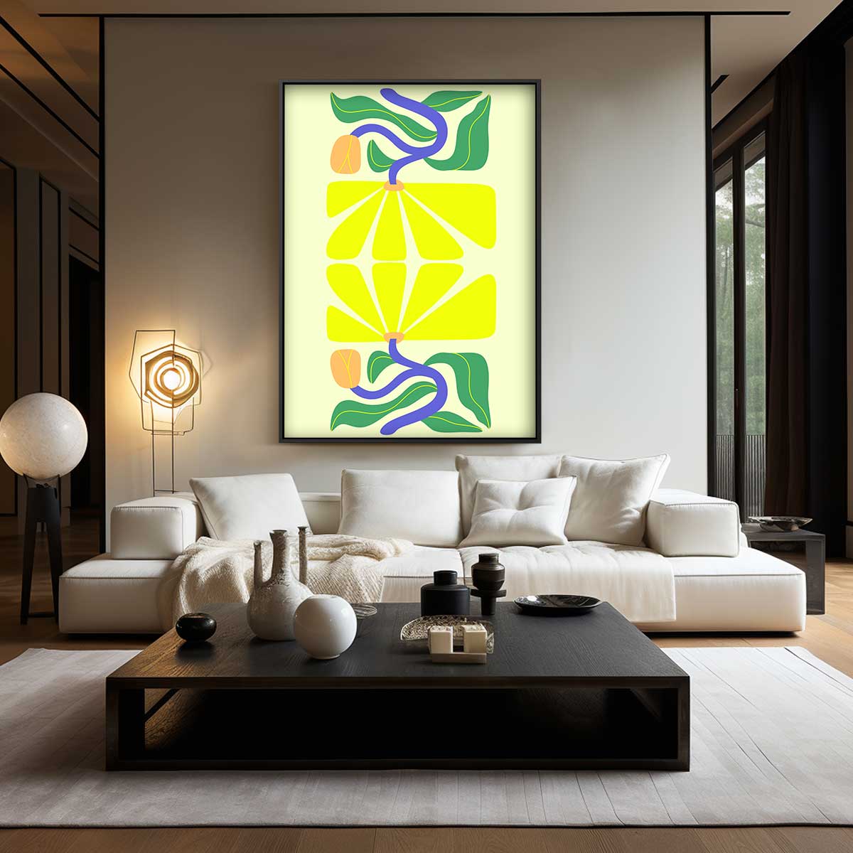 Zonnige Bloemfantasie Kunstwerk-canvas-dibond-plexiglas-wanddecoratie-WallArtistic