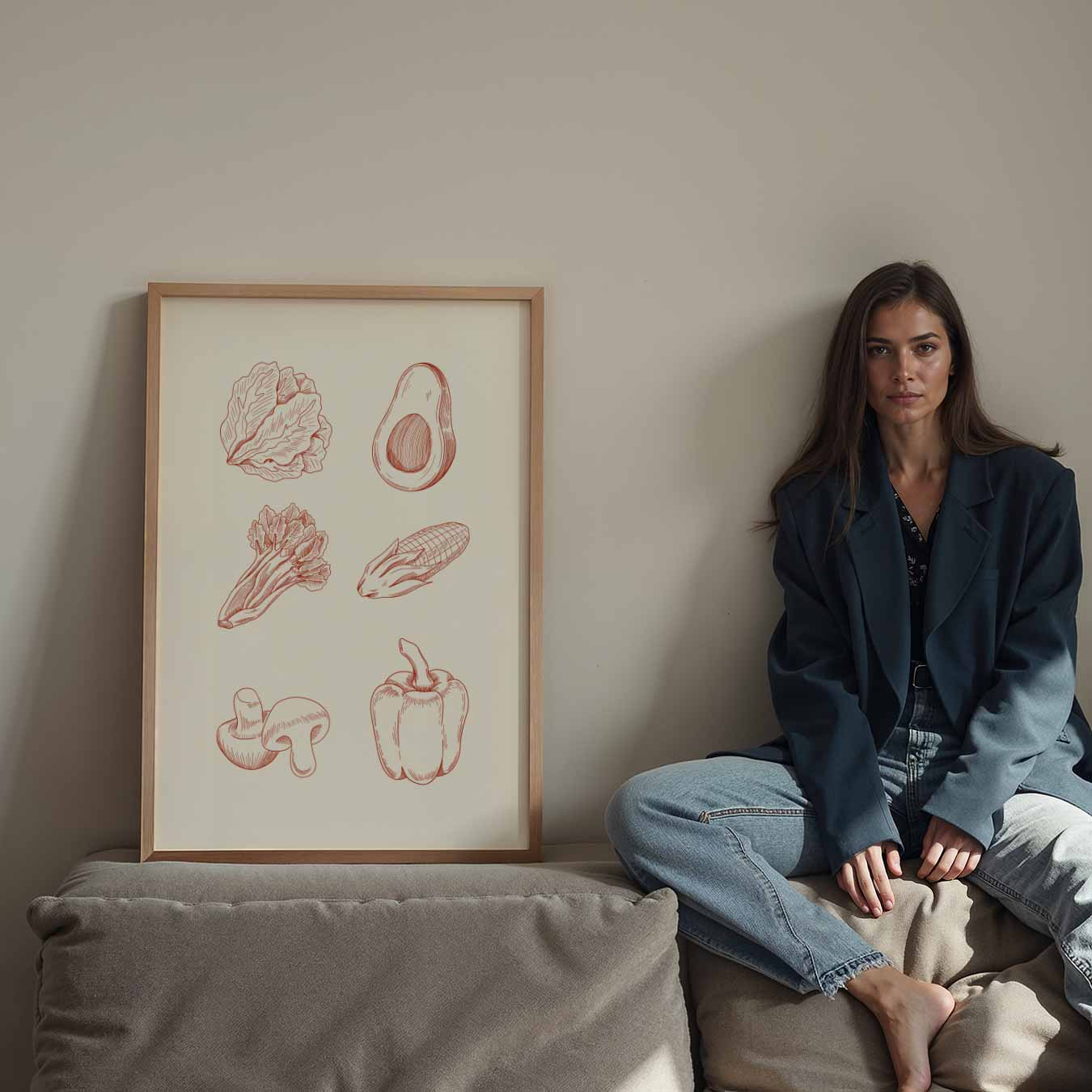 Retro Groente Illustratie Poster-WallArtistic