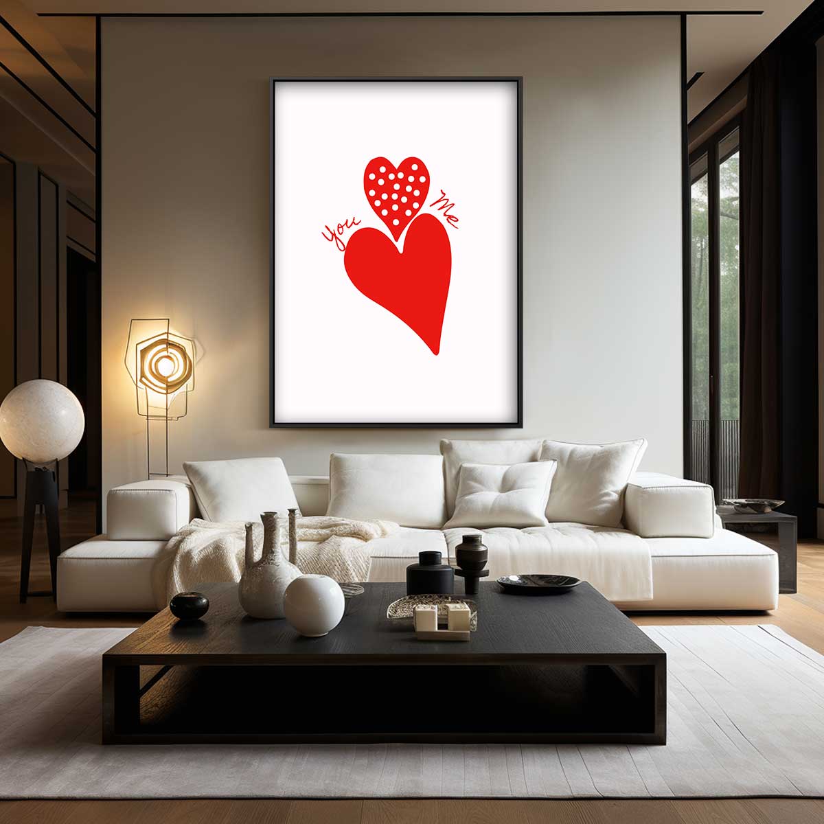 Liefdevolle Hartenontmoeting Kunstwerk-canvas-dibond-plexiglas-wanddecoratie-WallArtistic