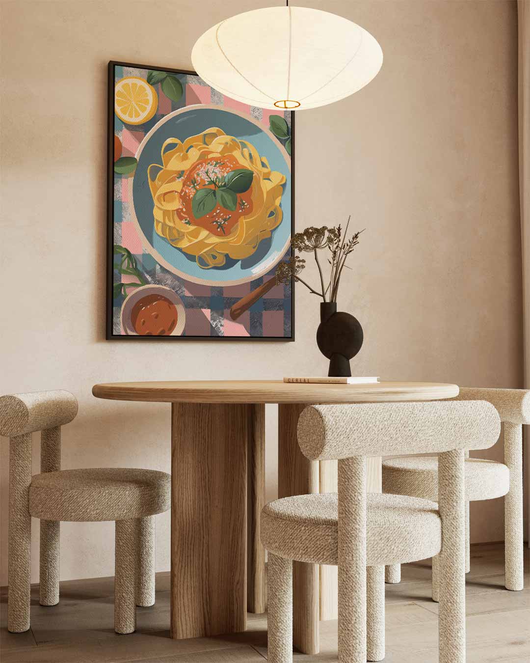 Heerlijke Pasta Illustratie Kunstwerk-canvas-dibond-plexiglas-wanddecoratie-WallArtistic