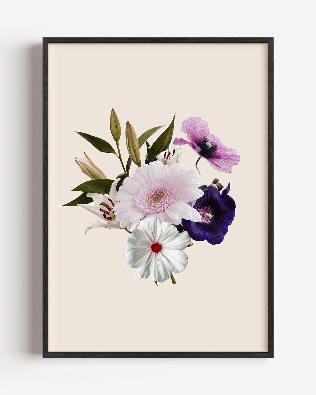 Bloemenpracht op Beige Poster-WallArtistic
