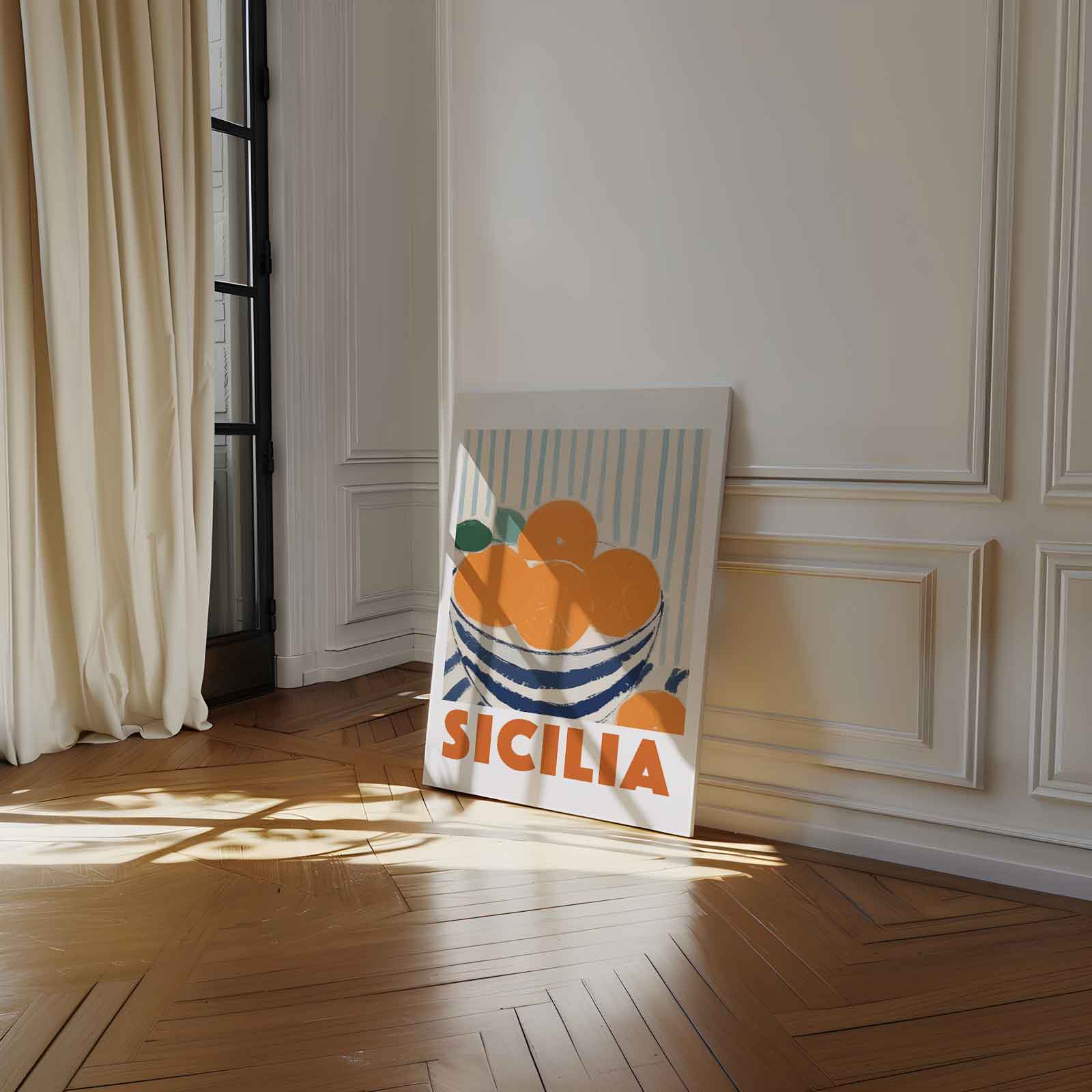 Siciliaanse Sinaasappels in Strepen Kunstwerk-canvas-dibond-plexiglas-wanddecoratie-WallArtistic