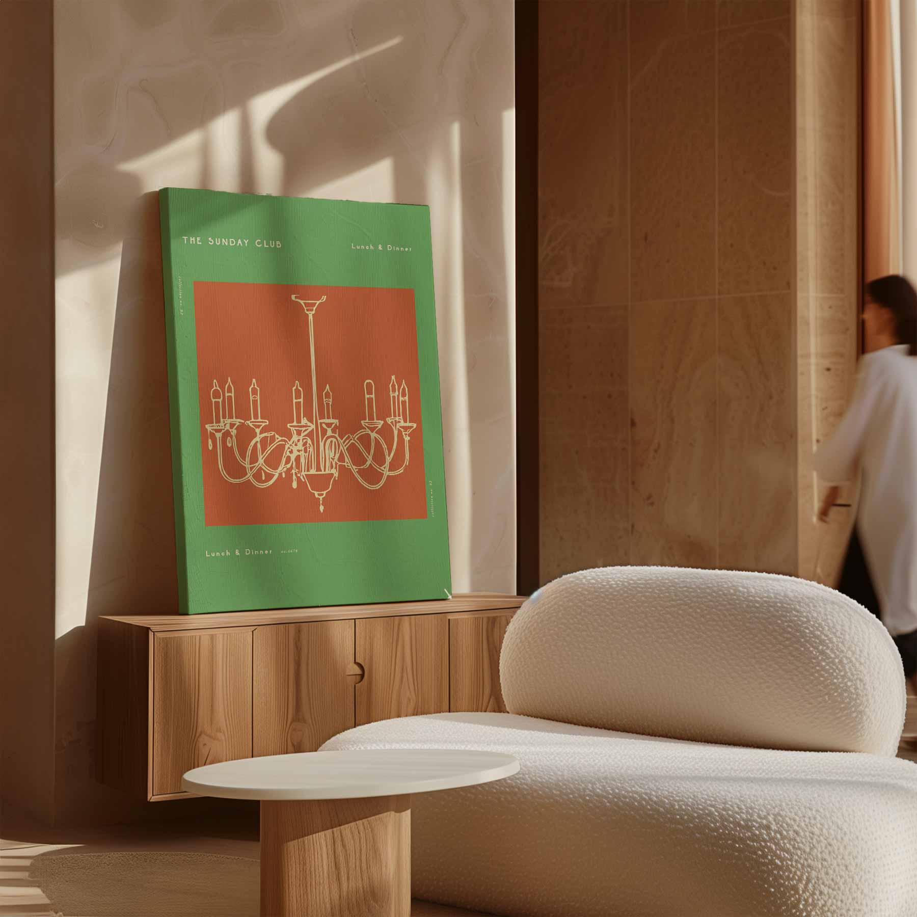 Retro Kroonluchter Illustratie Kunstwerk-canvas-dibond-plexiglas-wanddecoratie-WallArtistic