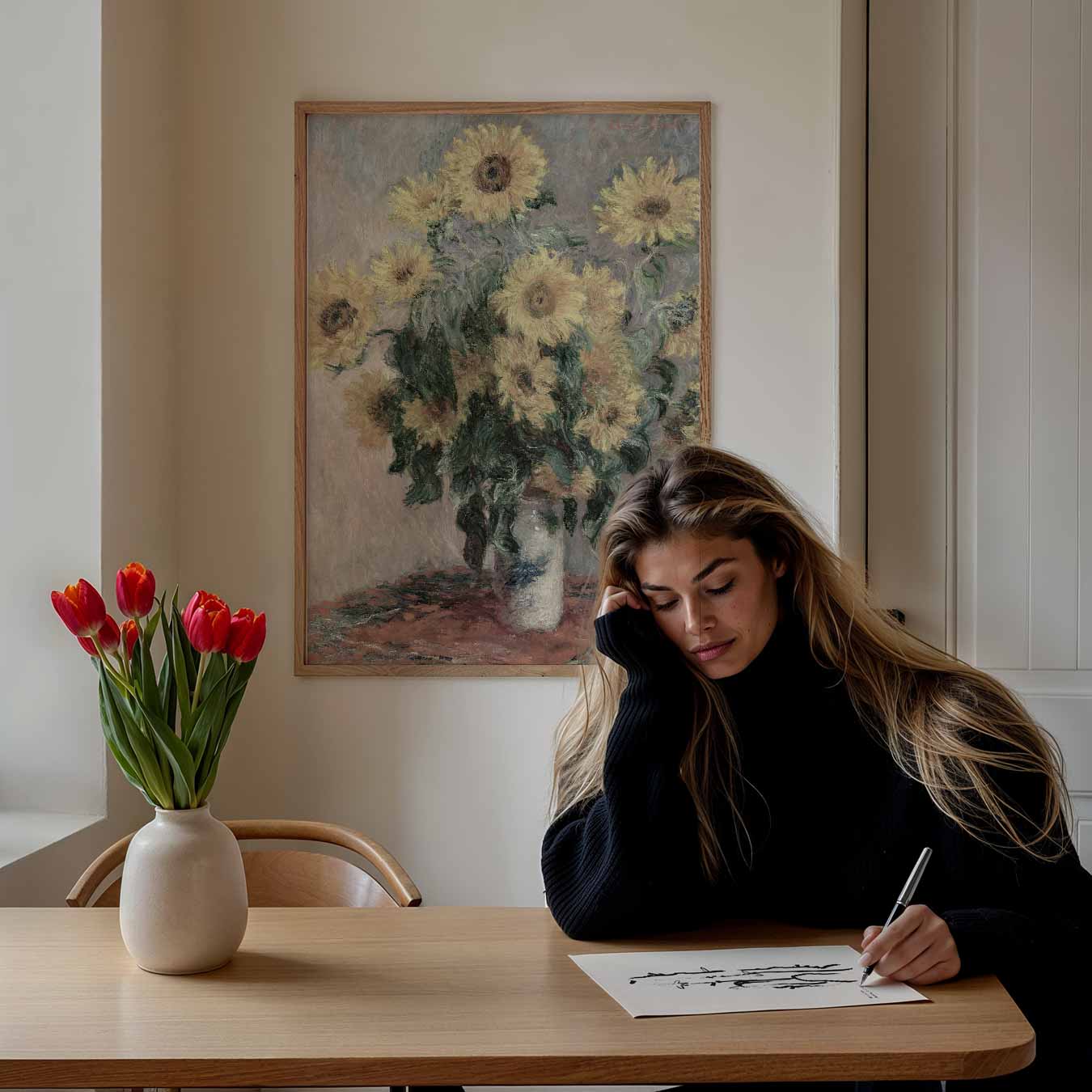 Zonnebloemen Vaas Poster-WallArtistic