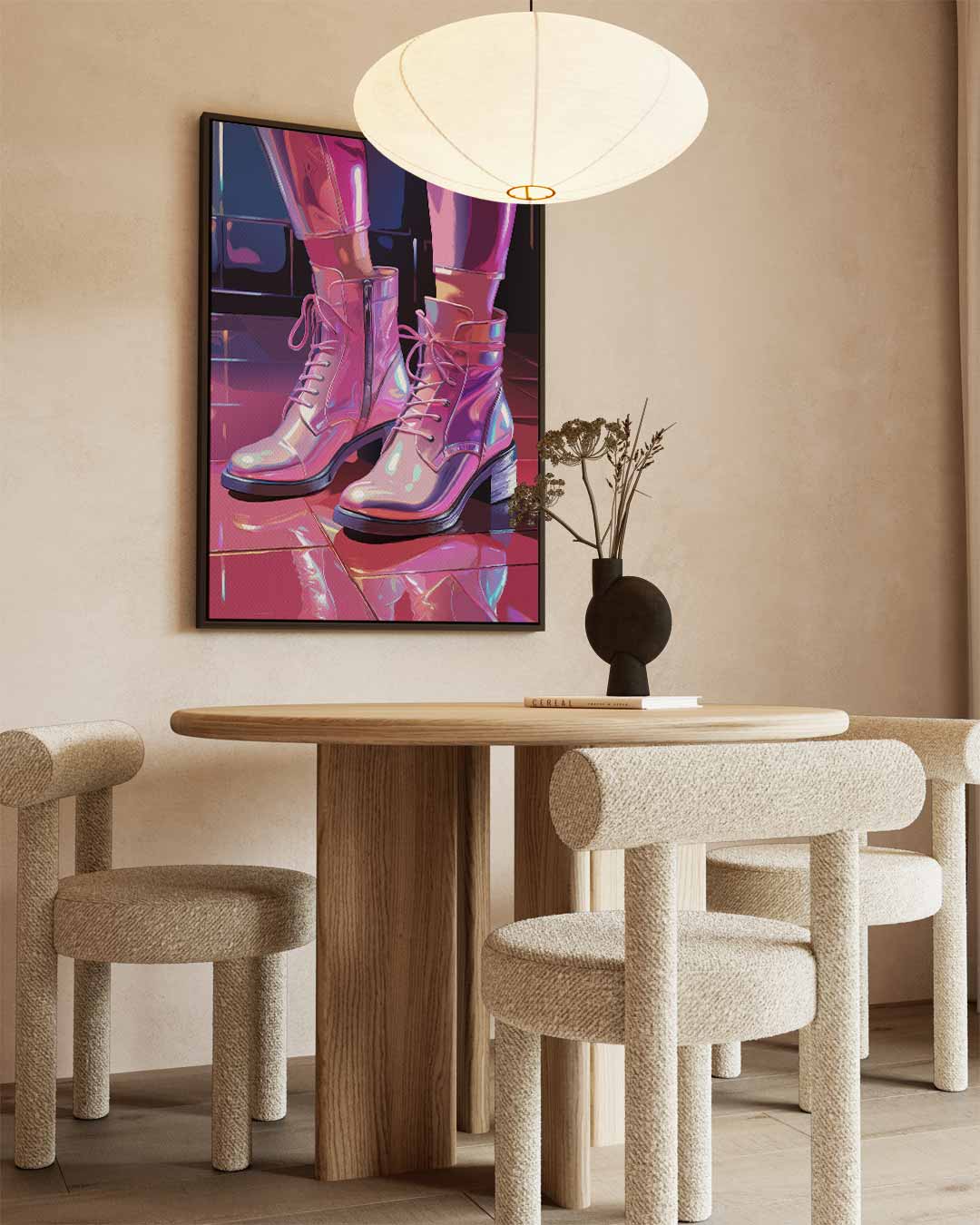 Sprankelende Laarzen in de Spotlight Kunstwerk-canvas-dibond-plexiglas-wanddecoratie-WallArtistic