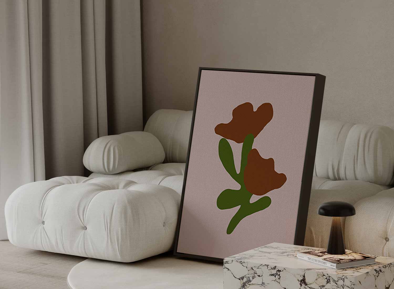 Bloemen in Abstracte Vormen Kunstwerk-canvas-dibond-plexiglas-wanddecoratie-WallArtistic