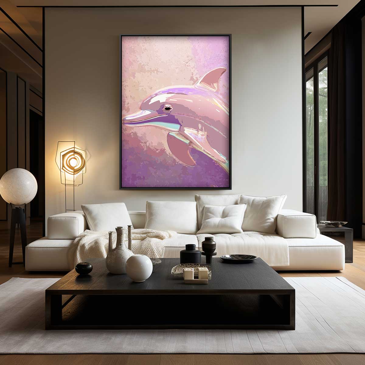 Dromerige Dolfijn Kunstwerk Kunstwerk-canvas-dibond-plexiglas-wanddecoratie-WallArtistic