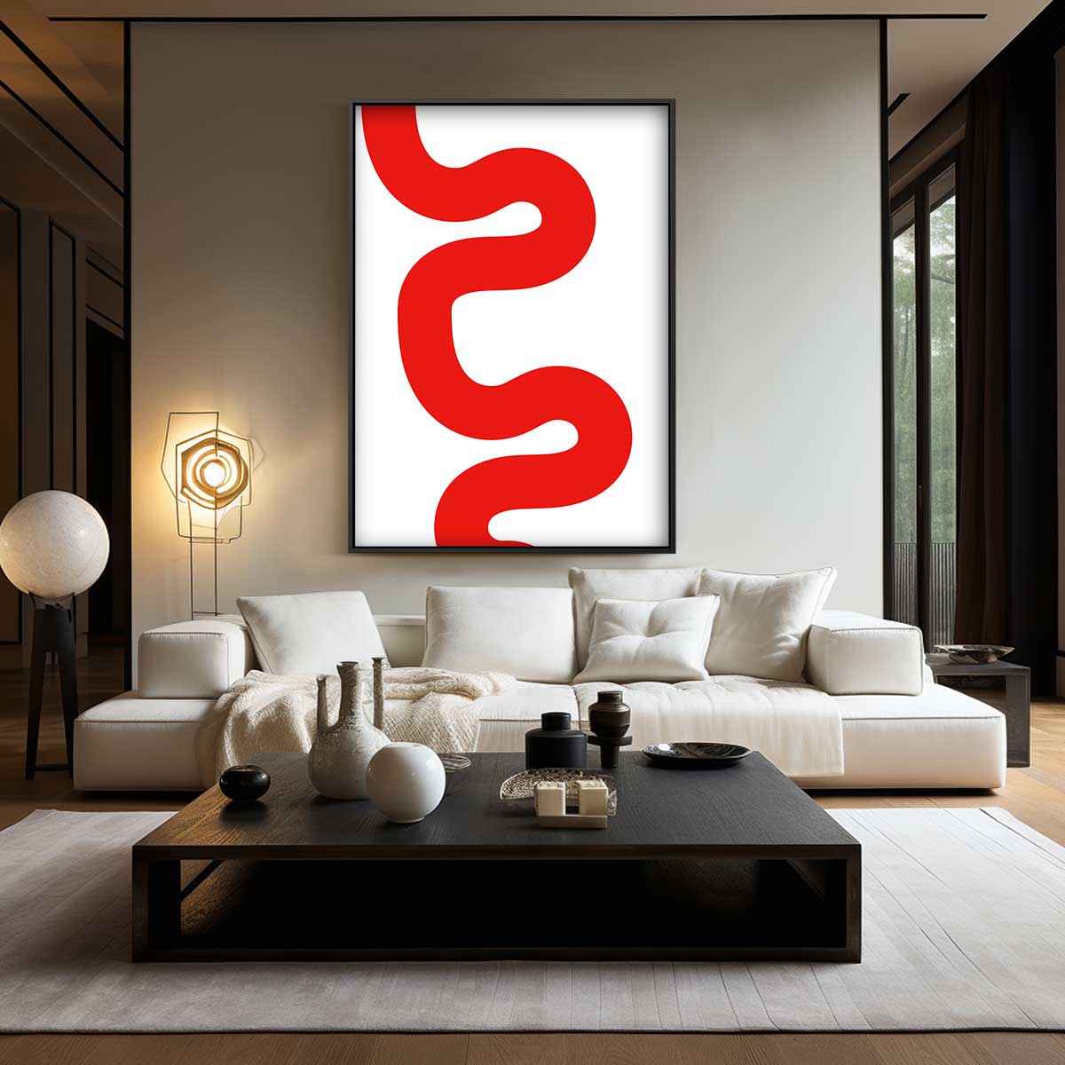 Speelse Rode Golf Kunstwerk-canvas-dibond-plexiglas-wanddecoratie-WallArtistic