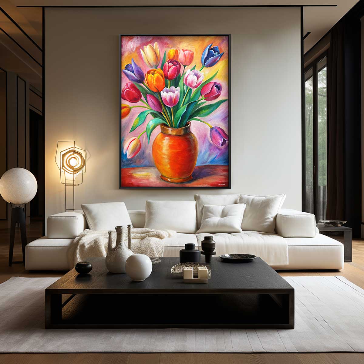 Bloemrijke Tulpenpracht Kunstwerk-canvas-dibond-plexiglas-wanddecoratie-WallArtistic
